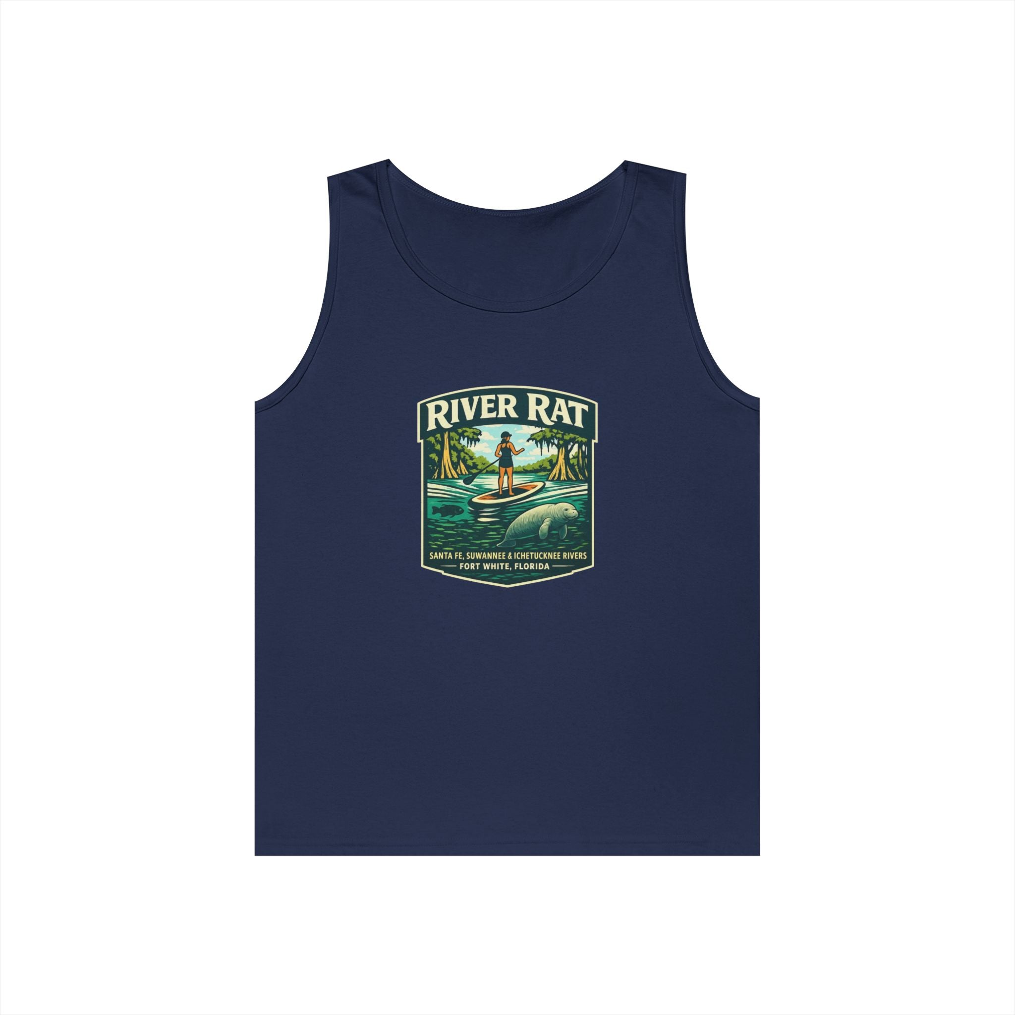 River Rat Kayak Tank Top — Vintage River Fishing Outdoor Graphic