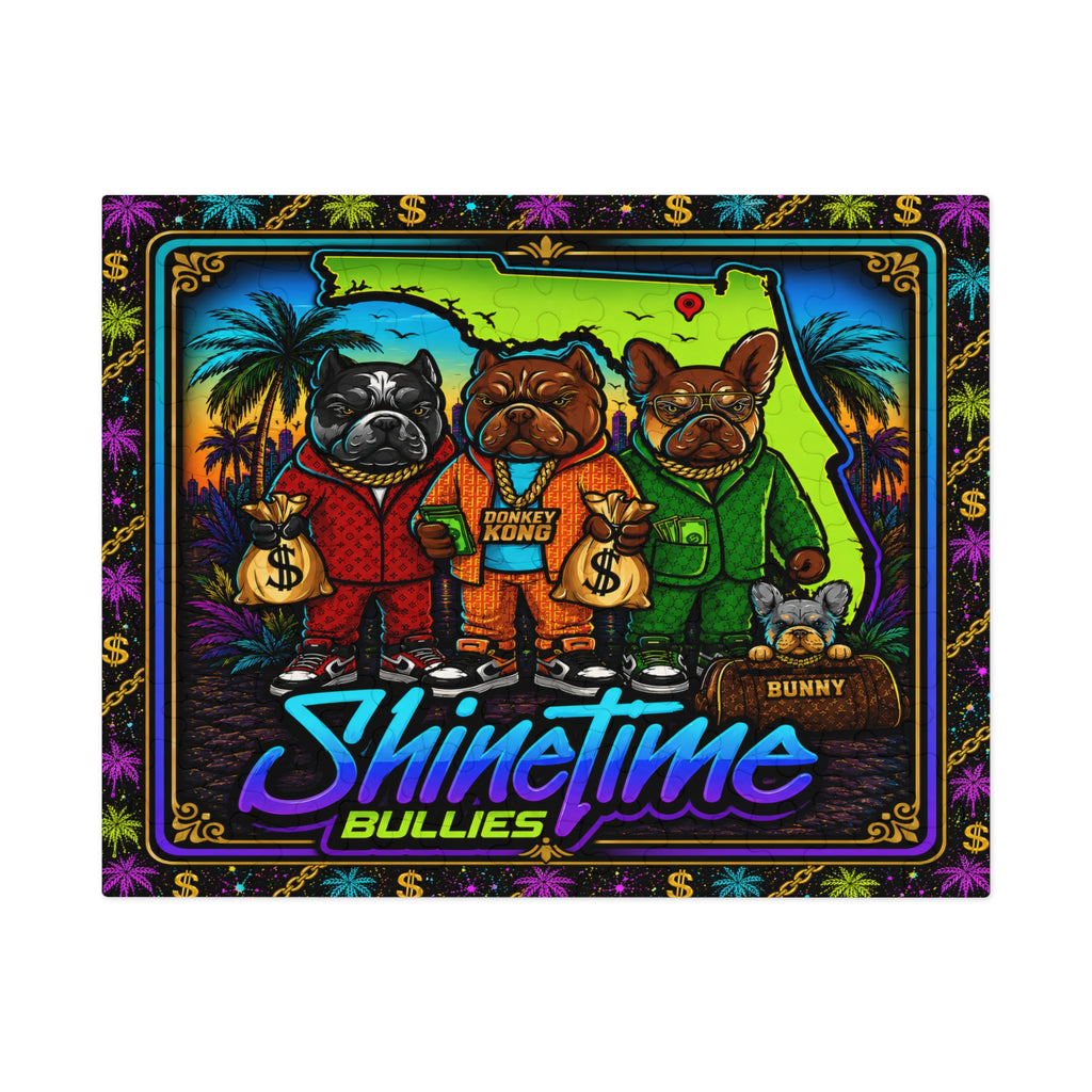 Shine Time Bullies 500-Piece Jigsaw Puzzle with Tin — Colorful Florida Bulldog Crew