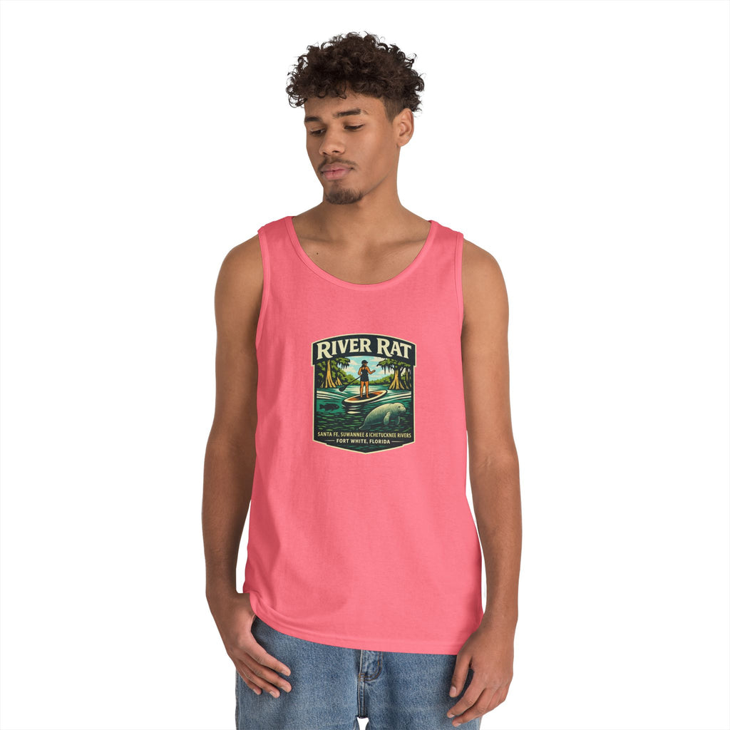 River Rat Kayak Tank Top — Vintage River Fishing Outdoor Graphic