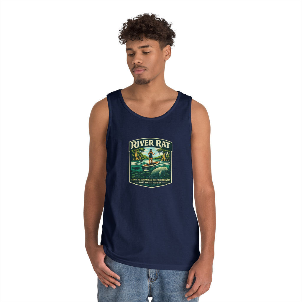 River Rat Kayak Tank Top — Vintage River Fishing Outdoor Graphic