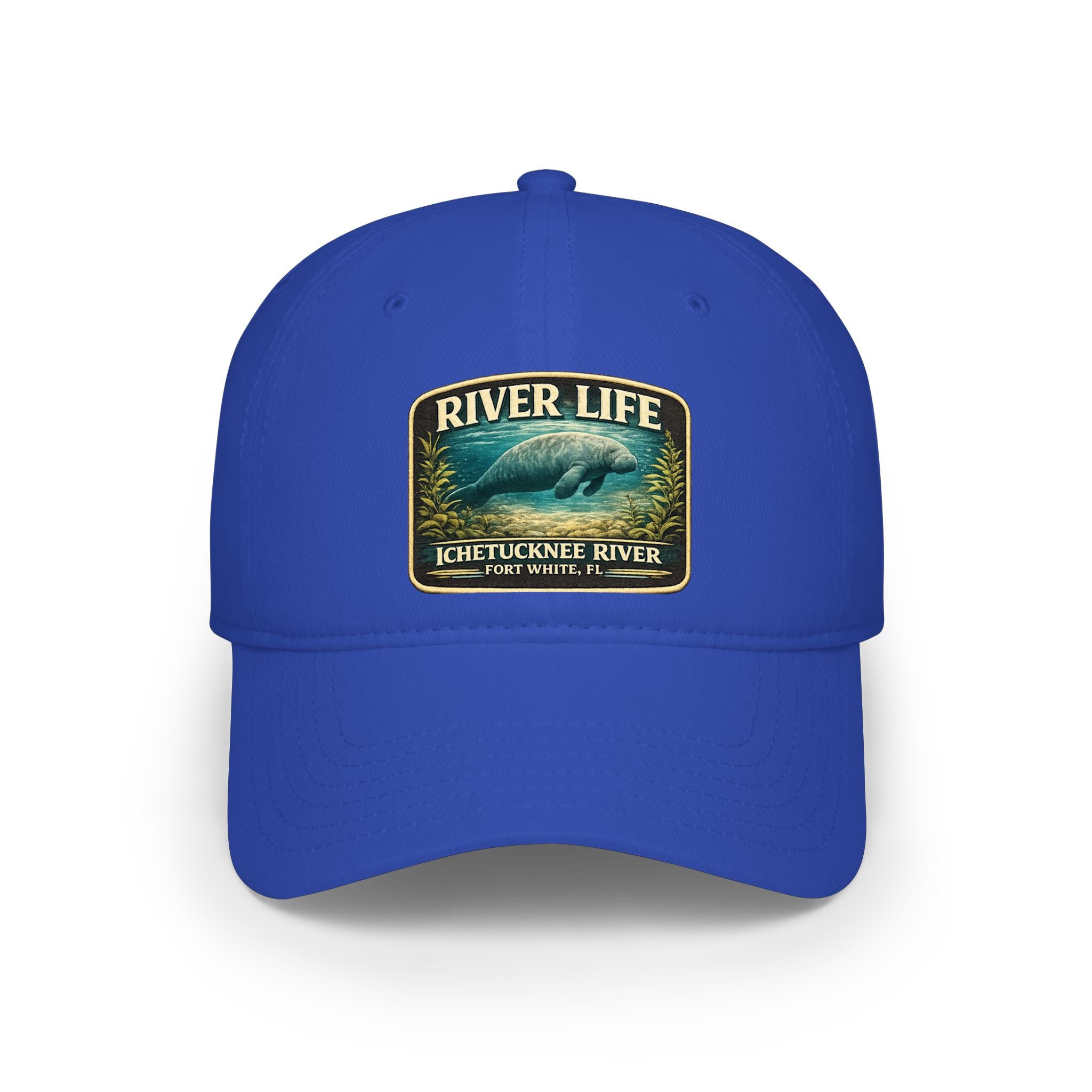 River Life Low Profile Baseball Cap — Ichetucknee River Manatee Patch