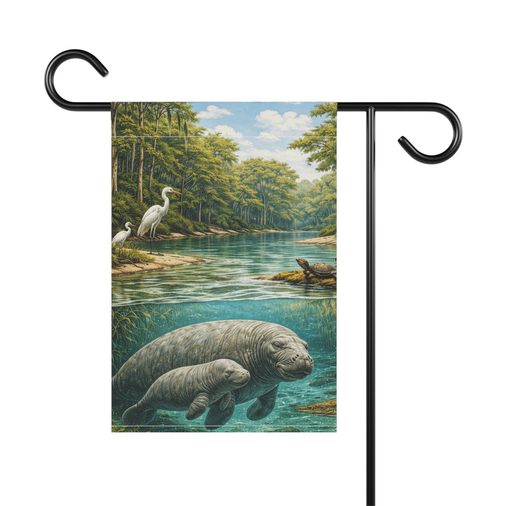 Manatee River Garden Flag – Tropical Wildlife House Banner