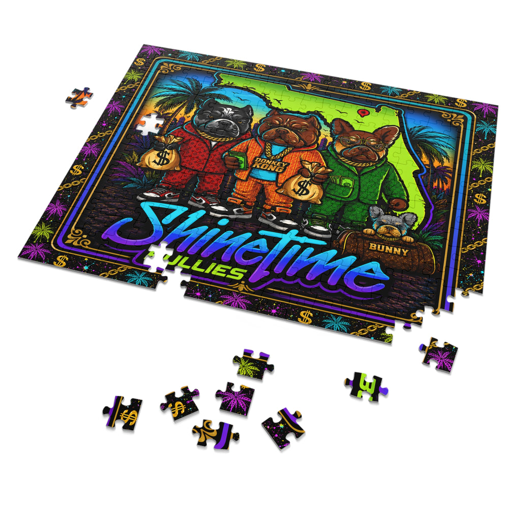 Shine Time Bullies 500-Piece Jigsaw Puzzle with Tin — Colorful Florida Bulldog Crew