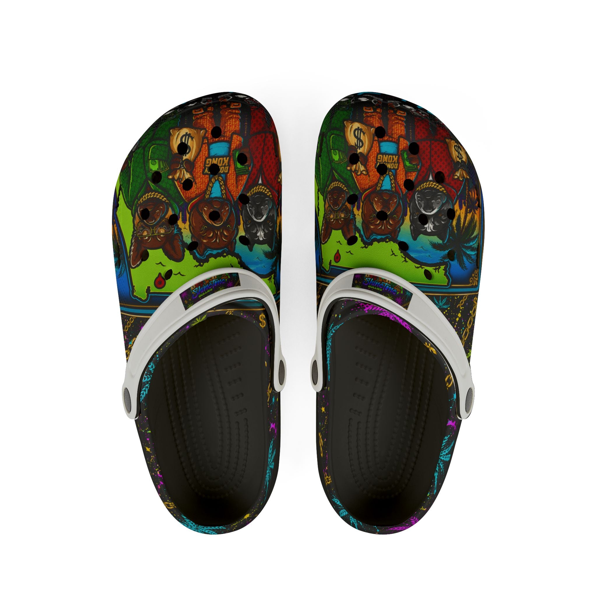 Shinetime Clogs — Colorful Cartoon Dog Crew Design (All-Over Print)
