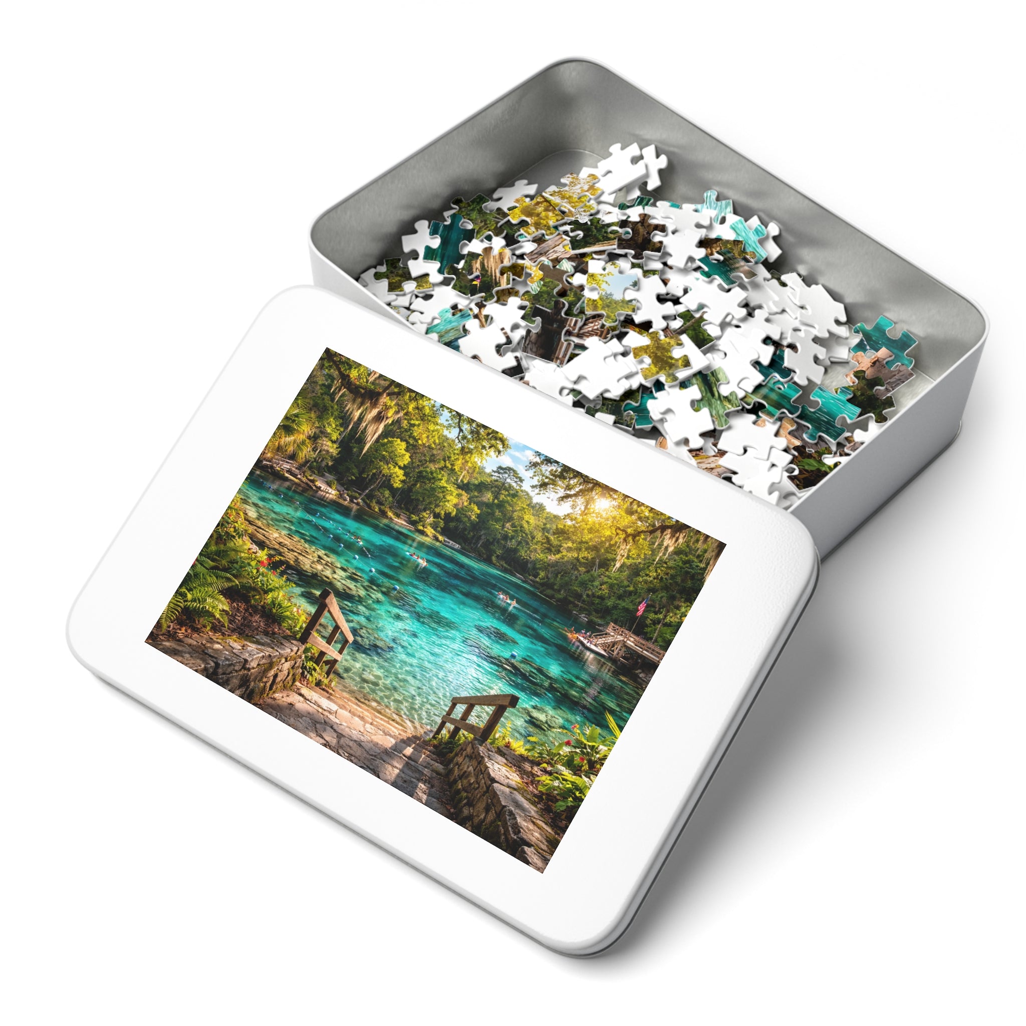 Ichetucknee Head Springs Jigsaw Puzzle with Tin — Scenic Nature Puzzle for Adults & Families