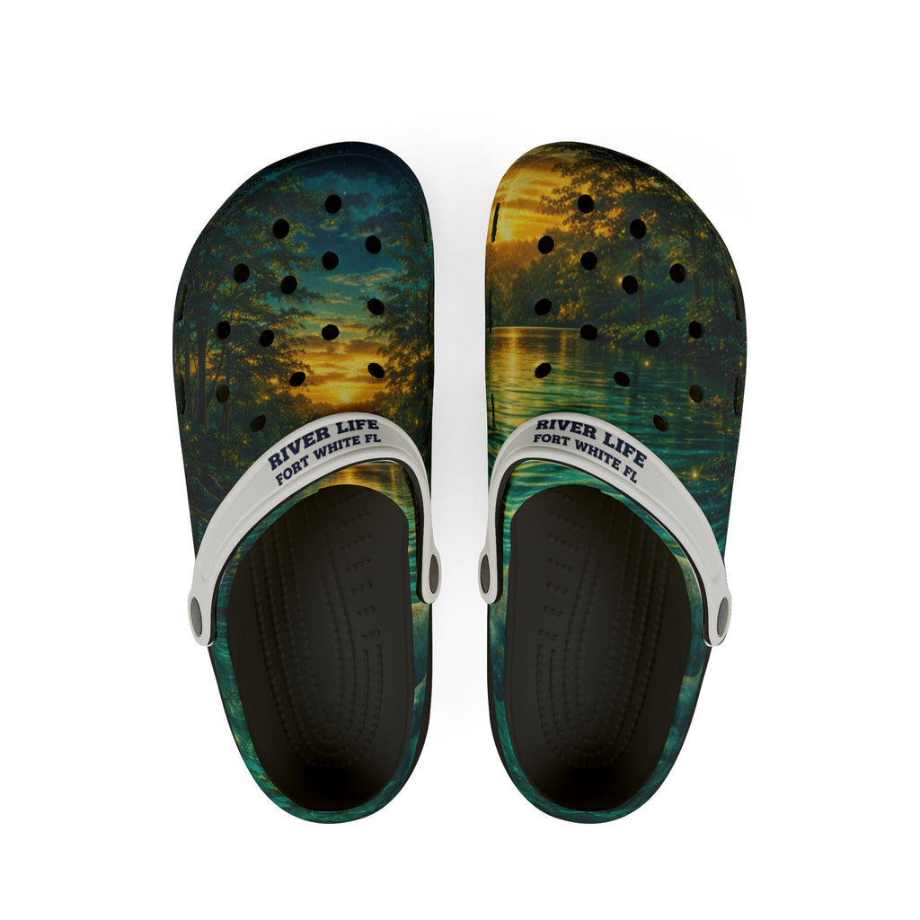 Golden Springs Print EVA Clogs — Lightweight Foam Slip-On Shoes