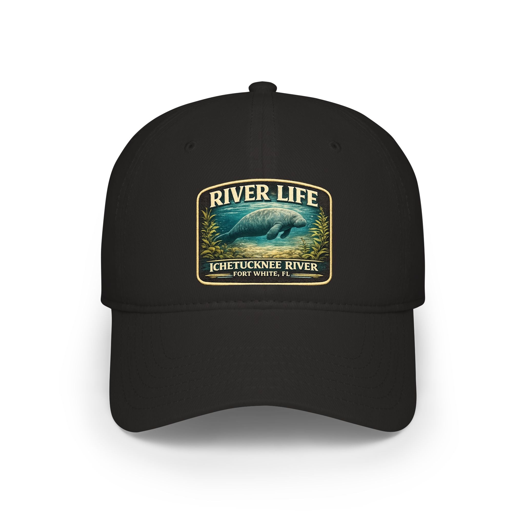 River Life Low Profile Baseball Cap — Ichetucknee River Manatee Patch