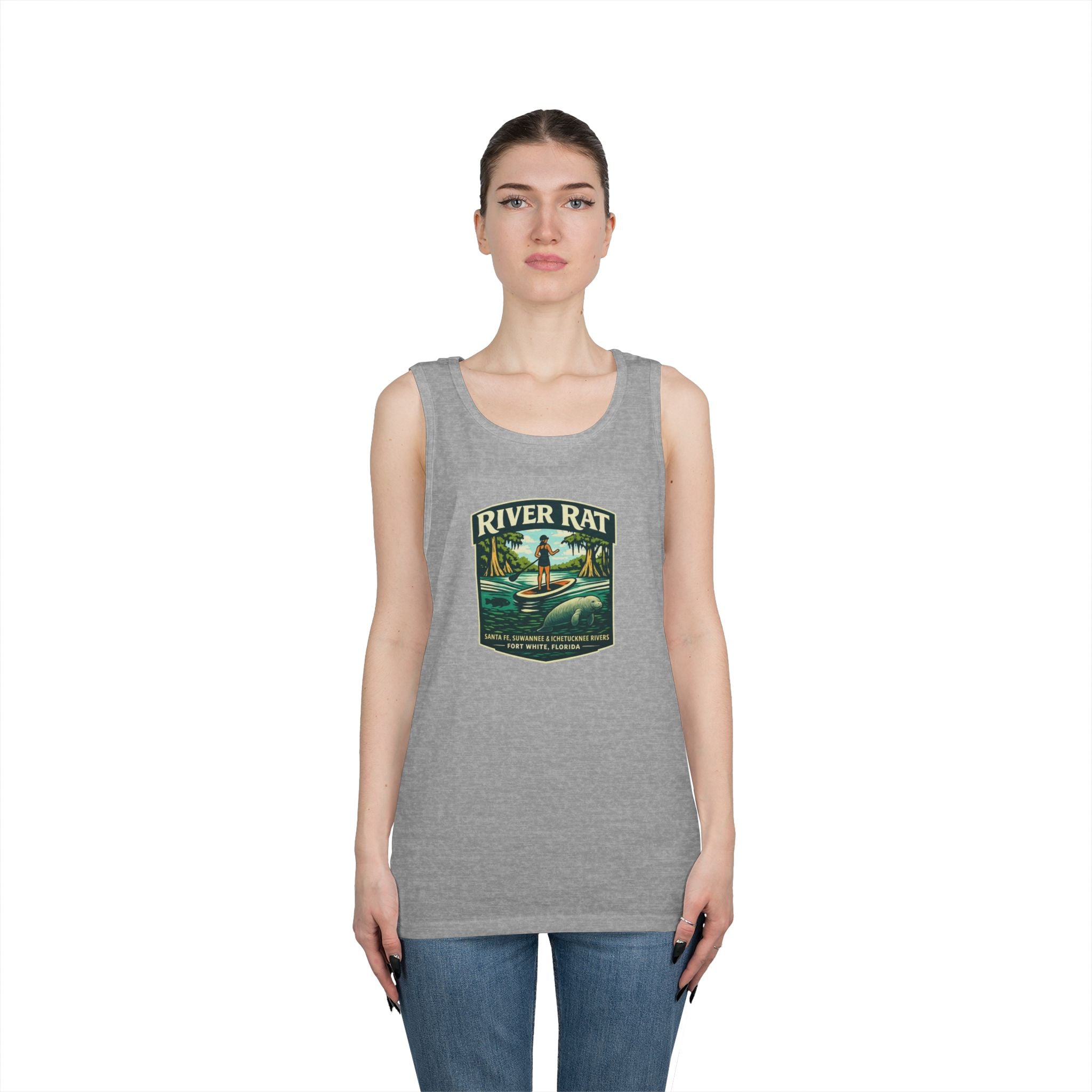 River Rat Kayak Tank Top — Vintage River Fishing Outdoor Graphic
