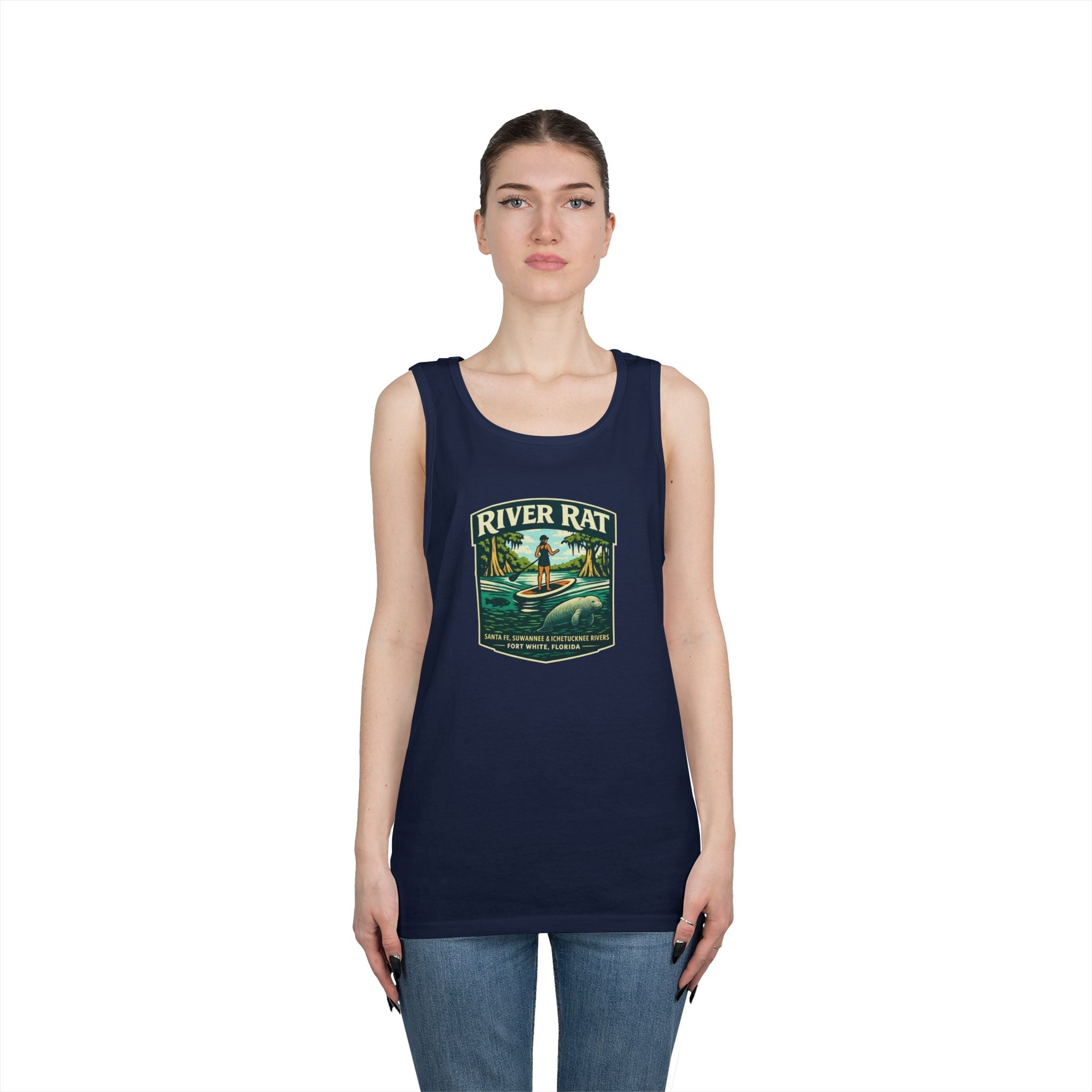 River Rat Kayak Tank Top — Vintage River Fishing Outdoor Graphic