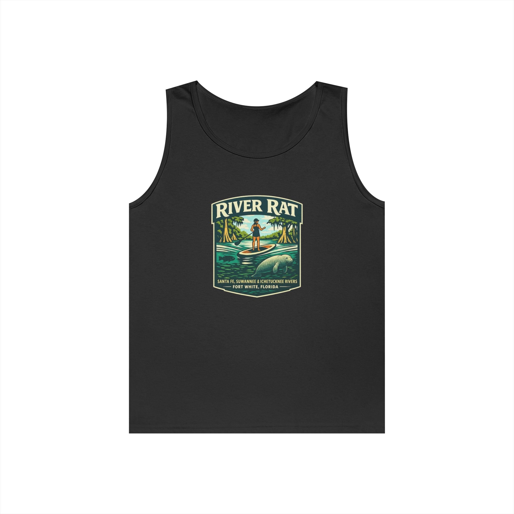 River Rat Kayak Tank Top — Vintage River Fishing Outdoor Graphic