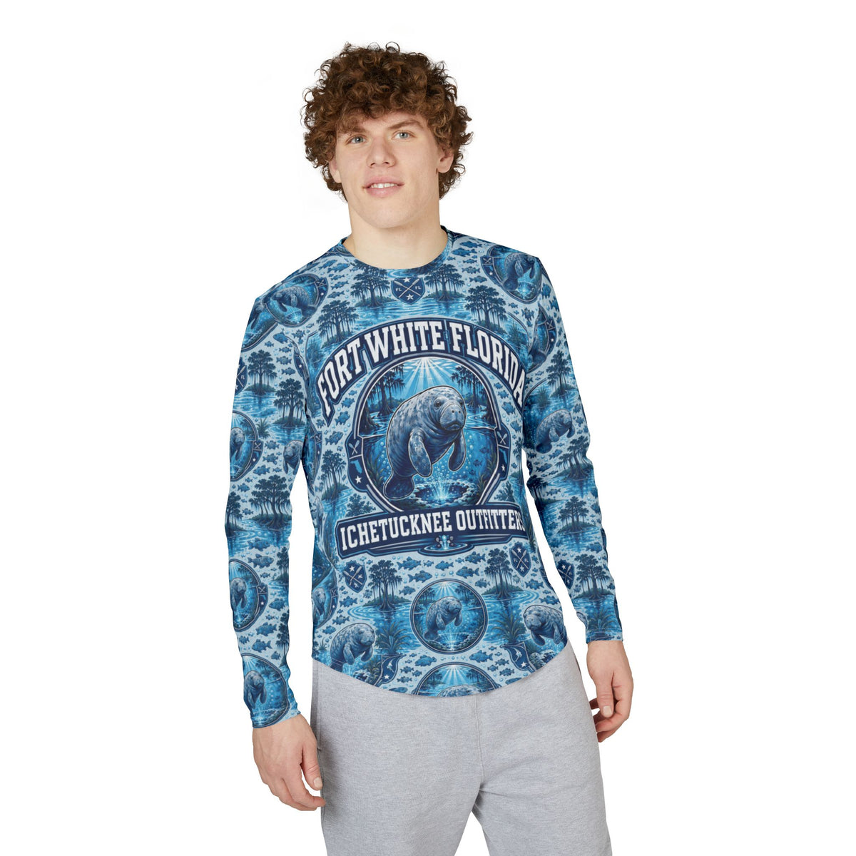 Fort White Florida Manatee Springs All-Over Print Long Sleeve Shirt