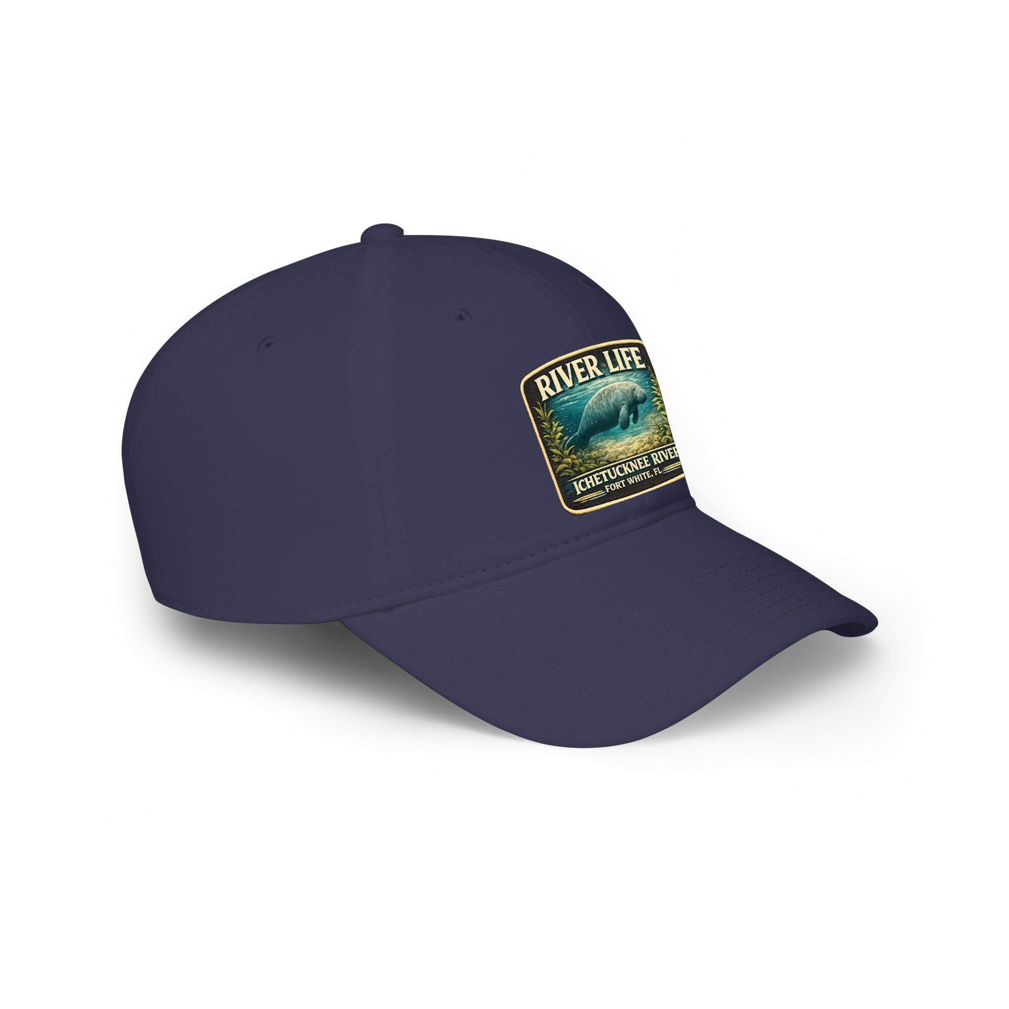 River Life Low Profile Baseball Cap — Ichetucknee River Manatee Patch