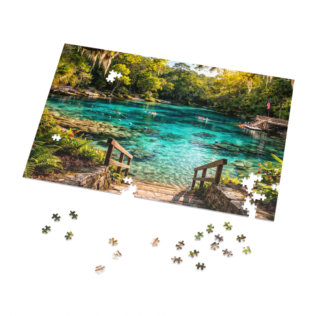 Ichetucknee River Jigsaw Puzzle with Tin — Scenic Nature Puzzle for Adults & Families