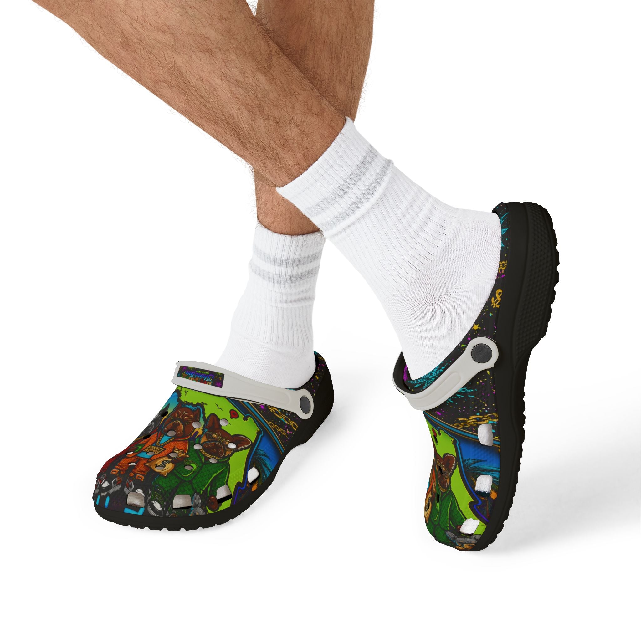 Shinetime Clogs — Colorful Cartoon Dog Crew Design (All-Over Print)
