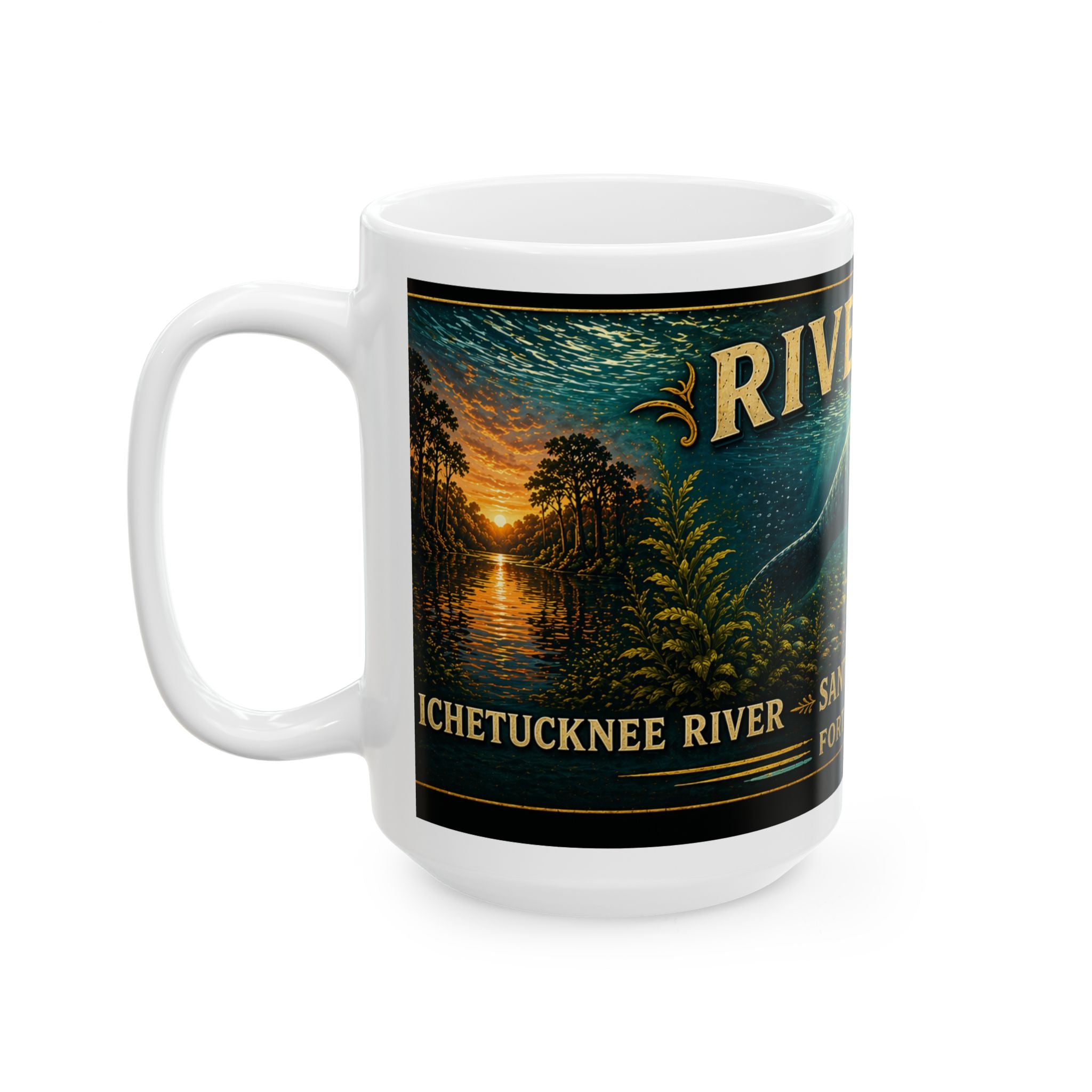 River Life Ceramic Mug — Manatee/ Golden Springs River Design (11oz & 15oz)