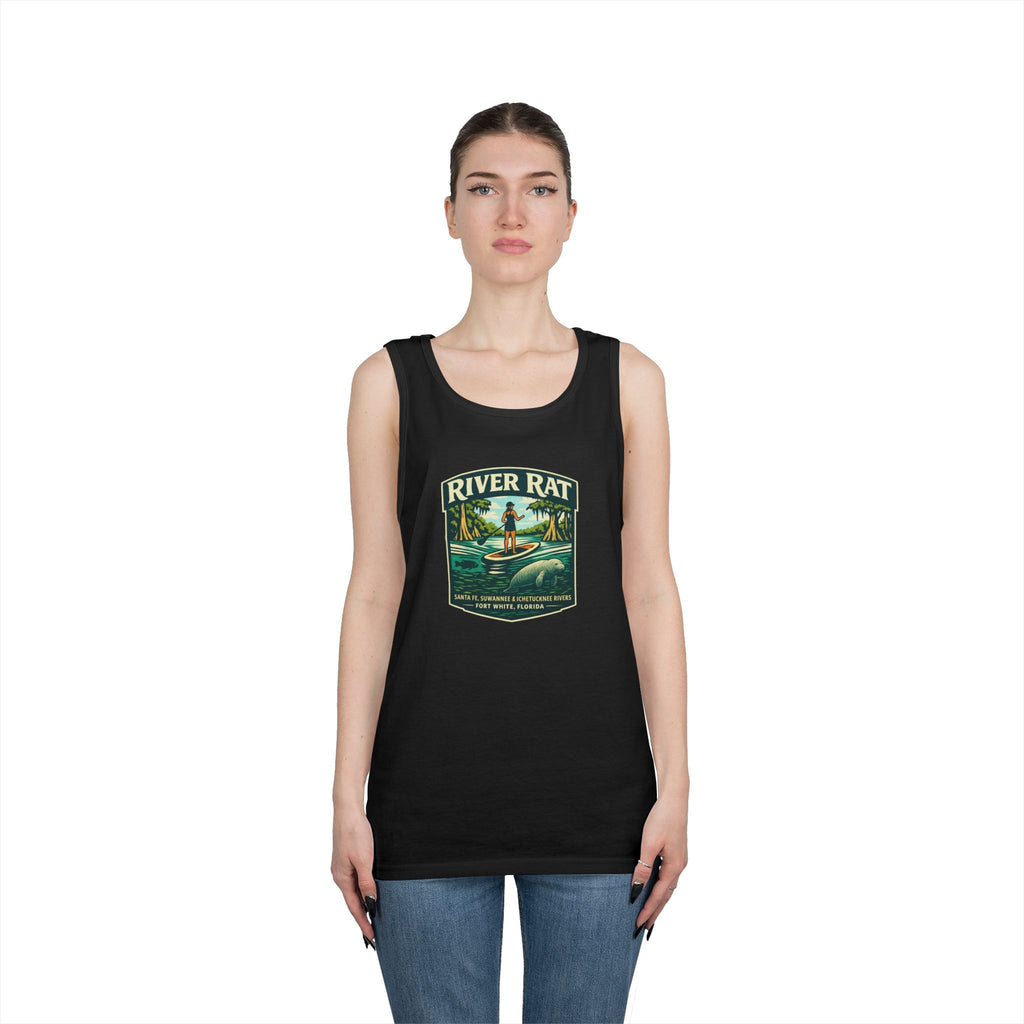 River Rat Kayak Tank Top — Vintage River Fishing Outdoor Graphic