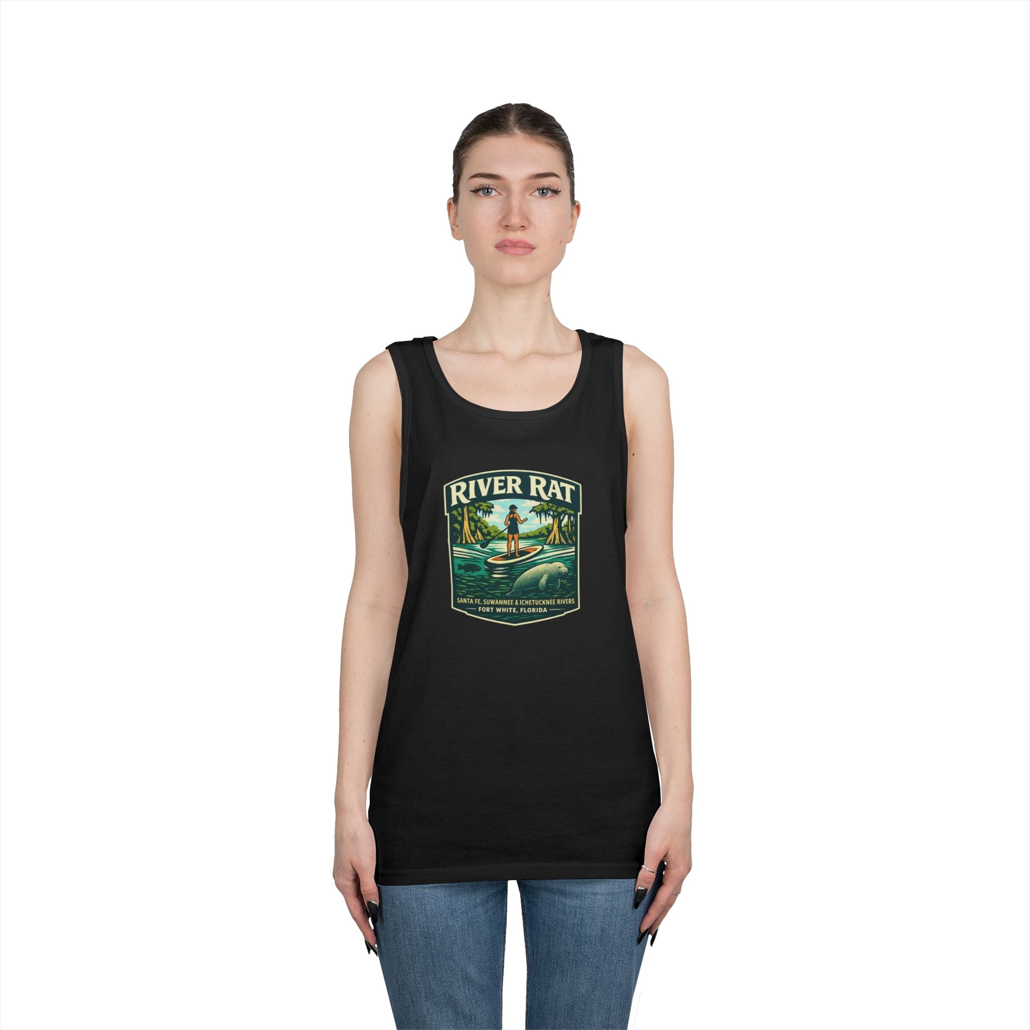 River Rat Kayak Tank Top — Vintage River Fishing Outdoor Graphic