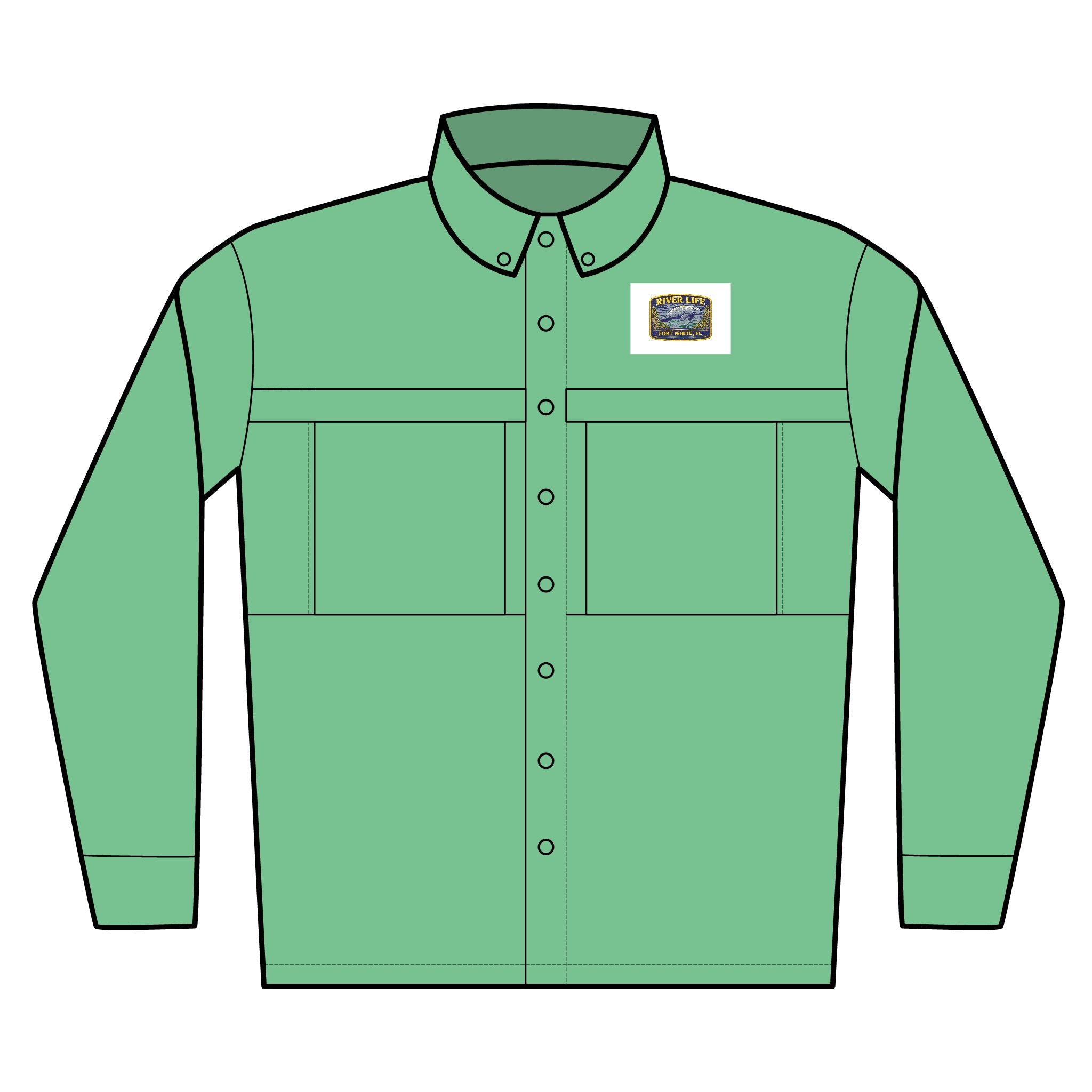 Fort White River Life Performance Shirt – Embroidered Manatee Badge – UV Long Sleeve