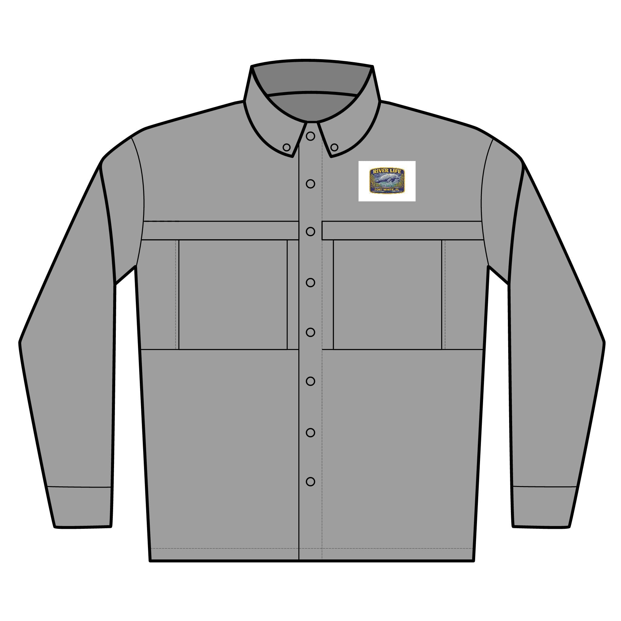 Fort White River Life Performance Shirt – Embroidered Manatee Badge – UV Long Sleeve