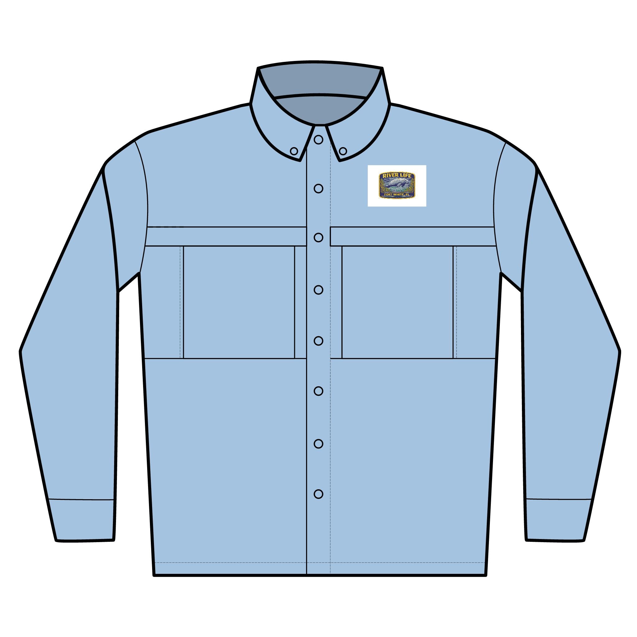 Fort White River Life Performance Shirt – Embroidered Manatee Badge – UV Long Sleeve