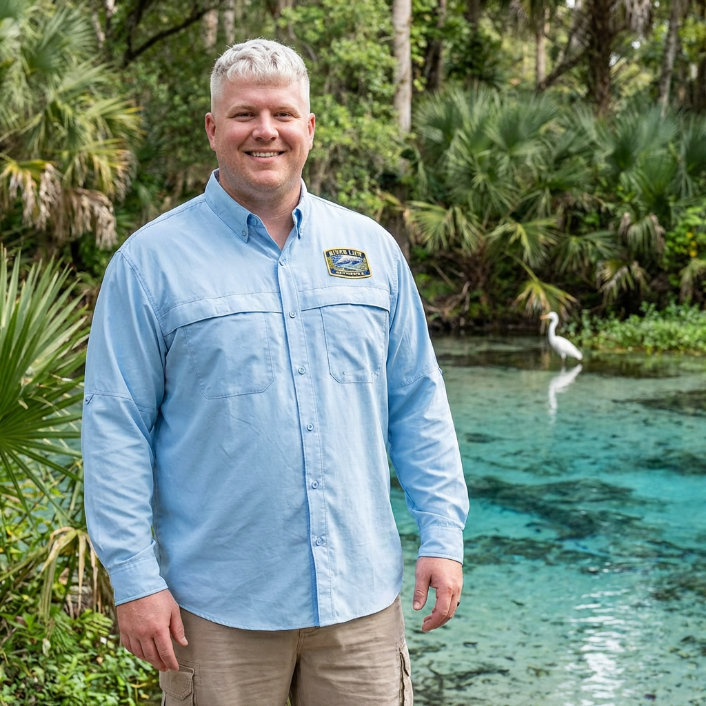 Fort White River Life Performance Shirt – Embroidered Manatee Badge – UV Long Sleeve