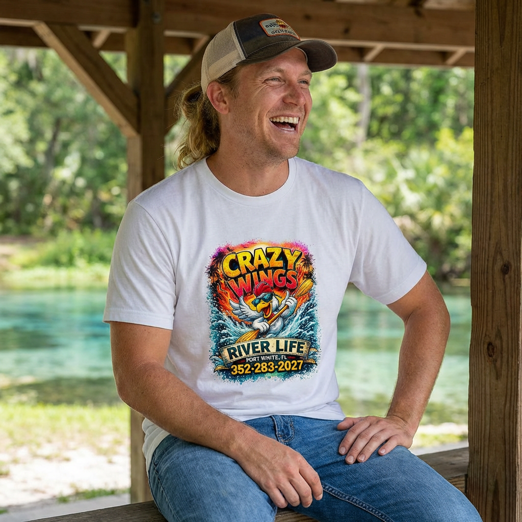 The Owen – Crazy Wings x River Life Men’s T-Shirt | Fort White FL Springs Edition