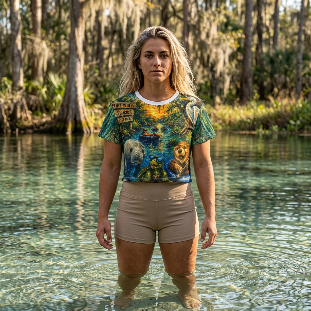 River Rat Gang – Ladies' All-Over Print V-Neck Tee | Fort White, Florida
