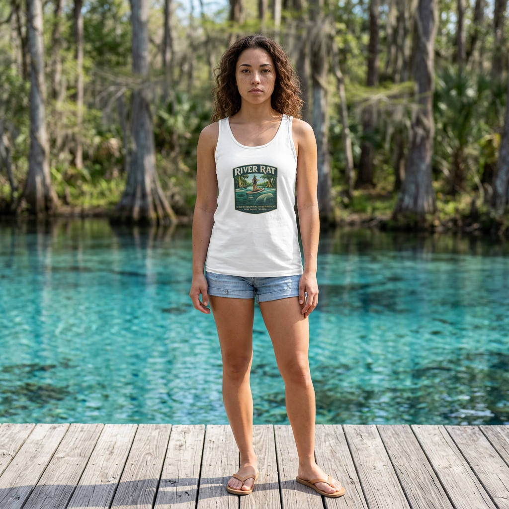 River Rat Kayak Tank Top — Vintage River Fishing Outdoor Graphic
