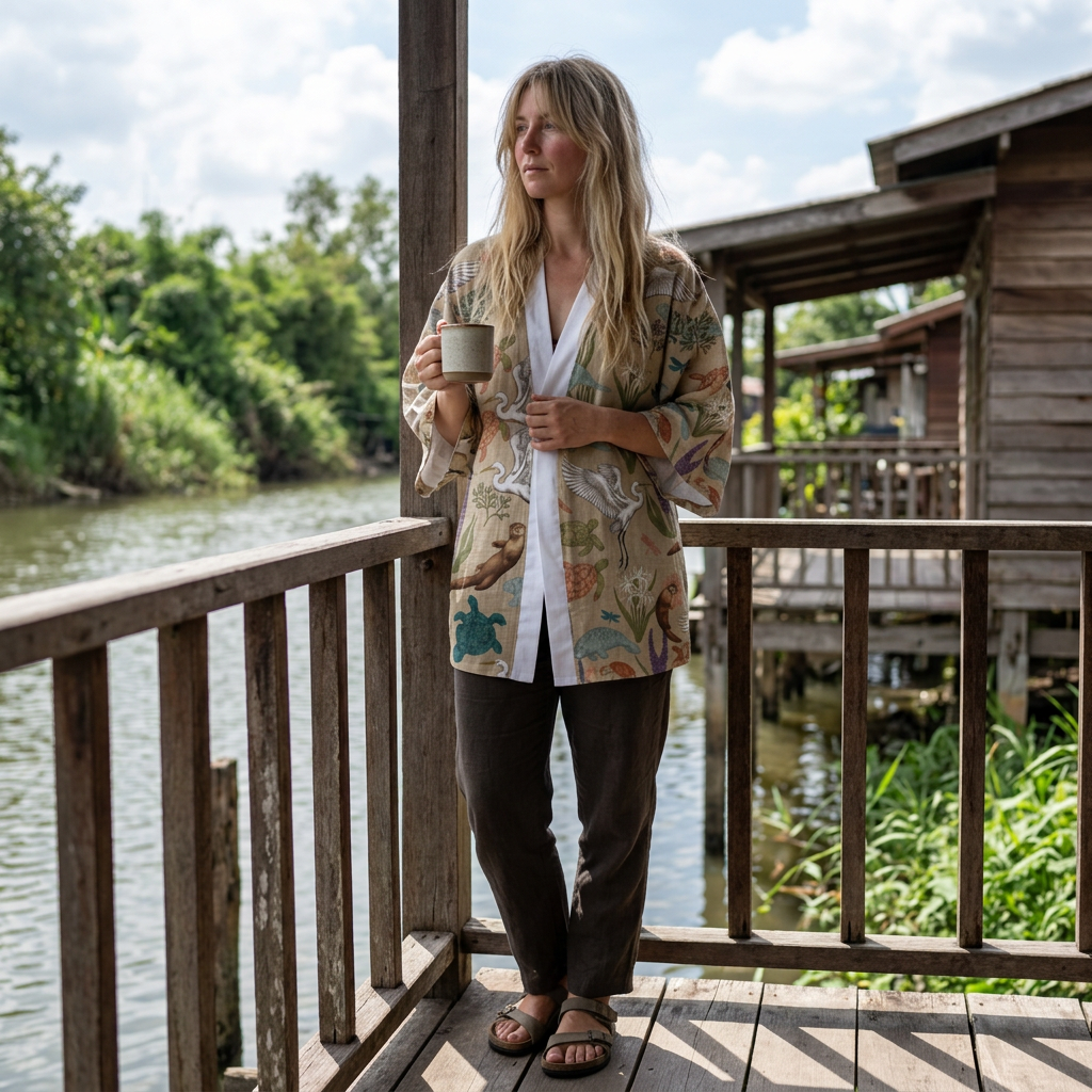 River House Coffee Time — All-Over-Print Relaxed Wrap