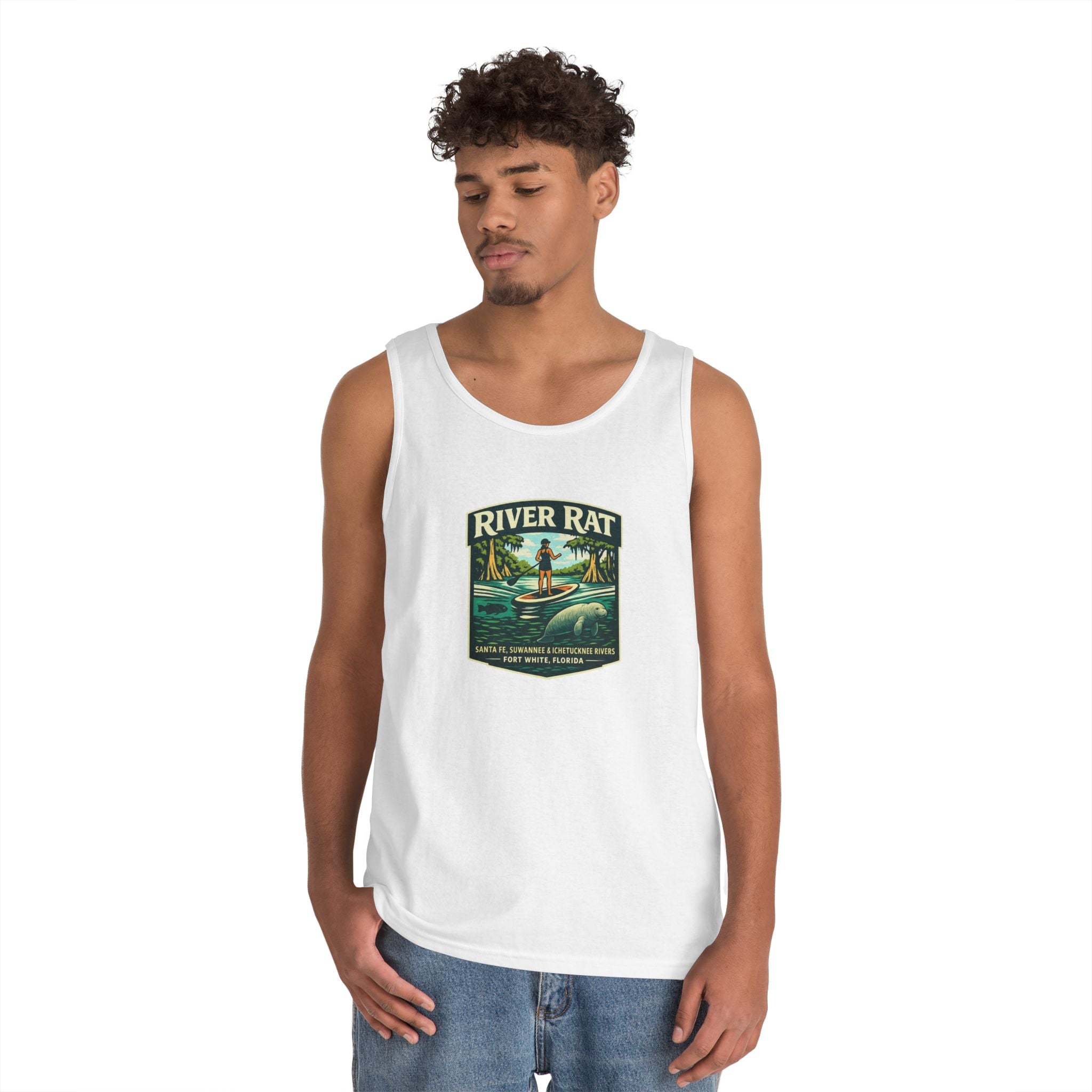 River Rat Kayak Tank Top — Vintage River Fishing Outdoor Graphic