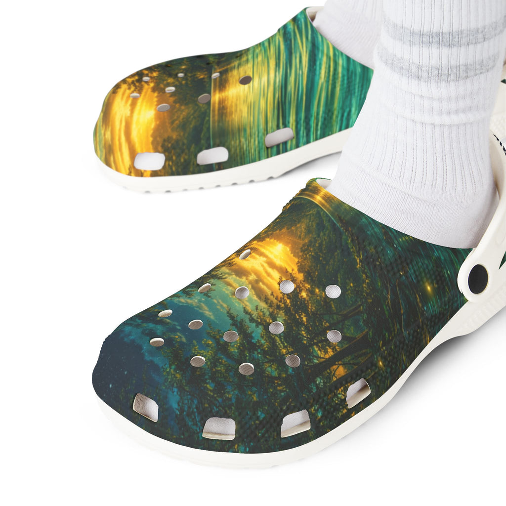 Golden Springs Print EVA Clogs — Lightweight Foam Slip-On Shoes