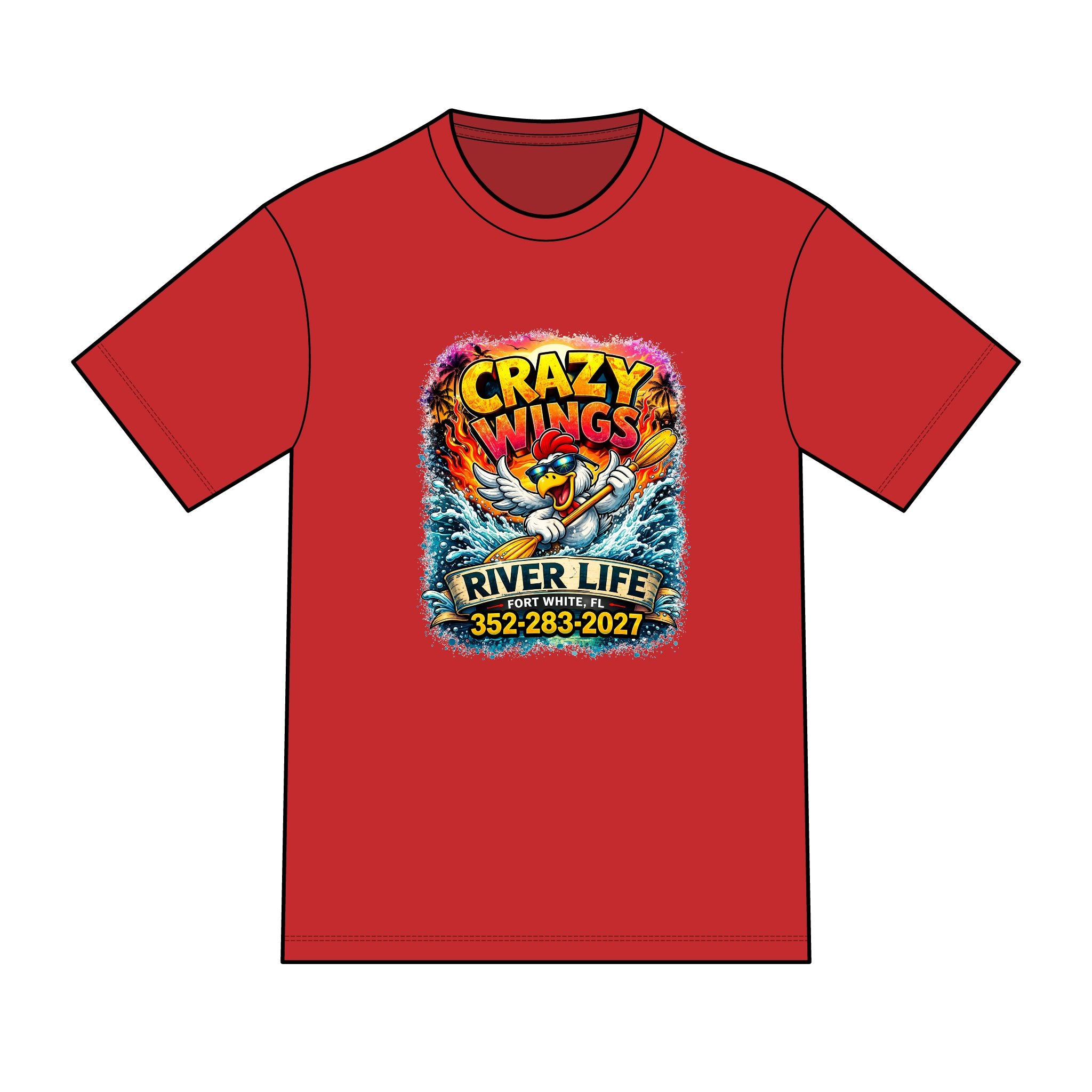 The Owen – Crazy Wings x River Life Men’s T-Shirt | Fort White FL Springs Edition