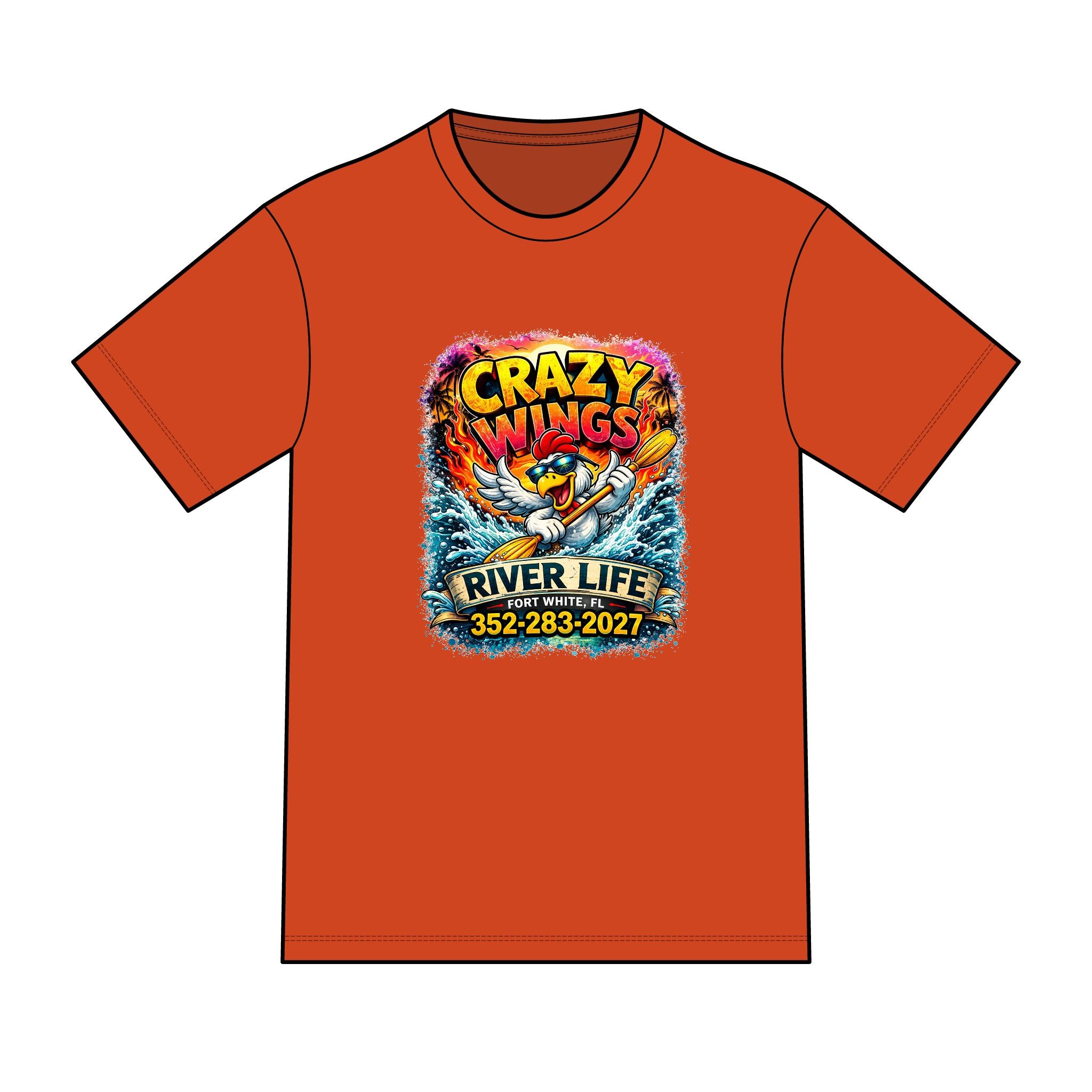 The Owen – Crazy Wings x River Life Men’s T-Shirt | Fort White FL Springs Edition