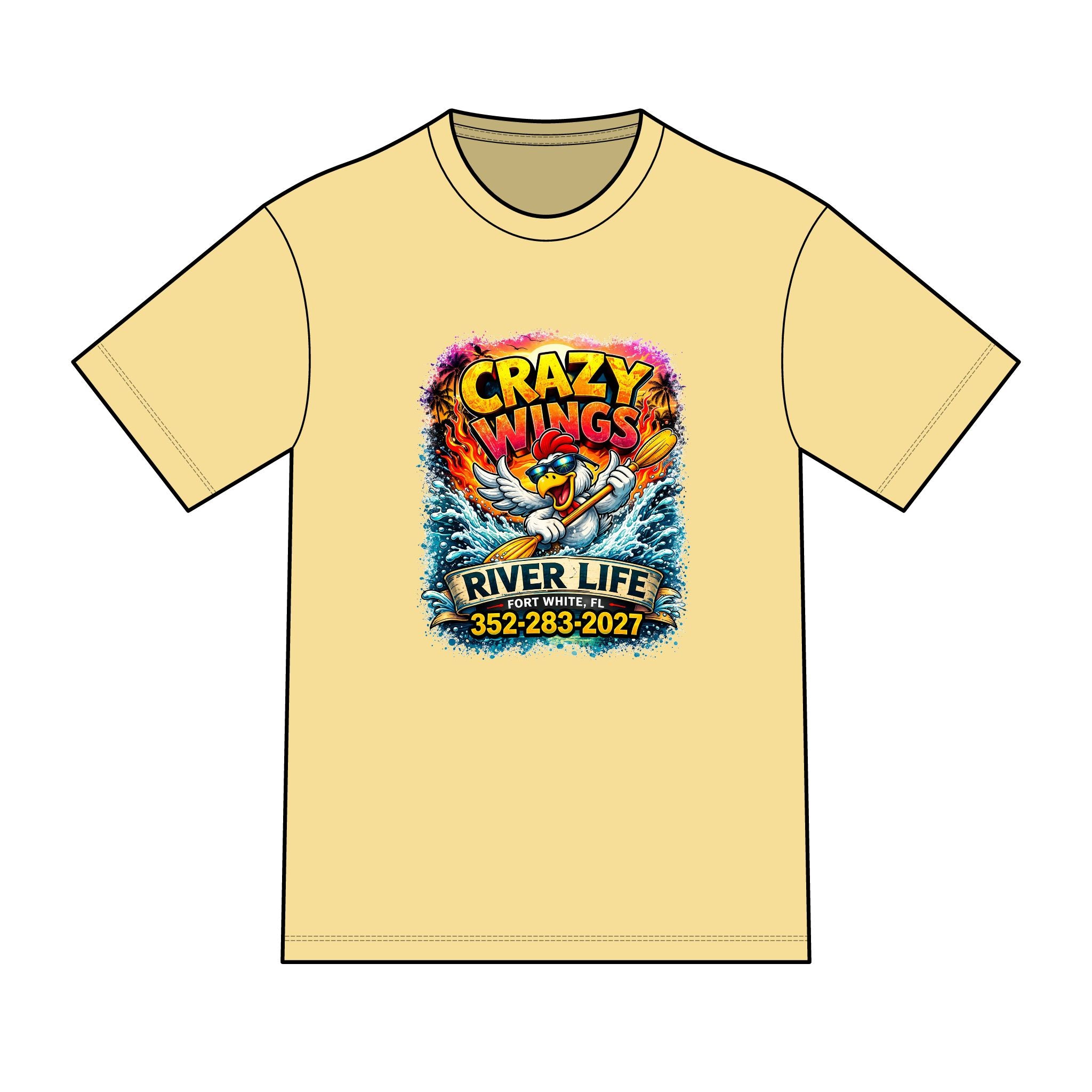 The Owen – Crazy Wings x River Life Men’s T-Shirt | Fort White FL Springs Edition