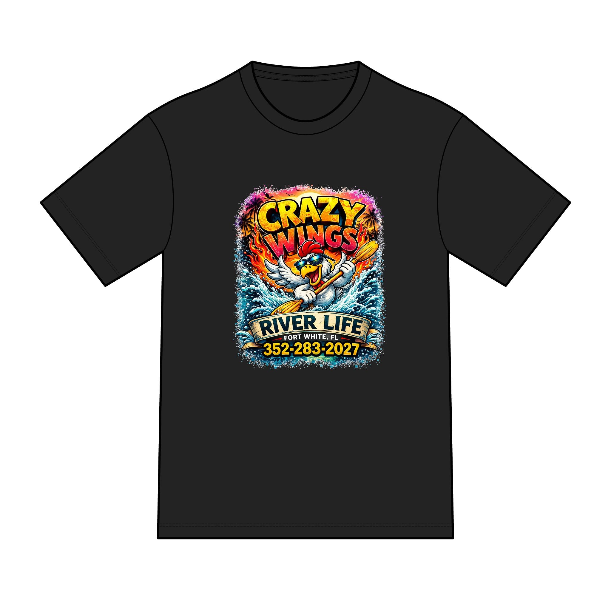 The Owen – Crazy Wings x River Life Men’s T-Shirt | Fort White FL Springs Edition