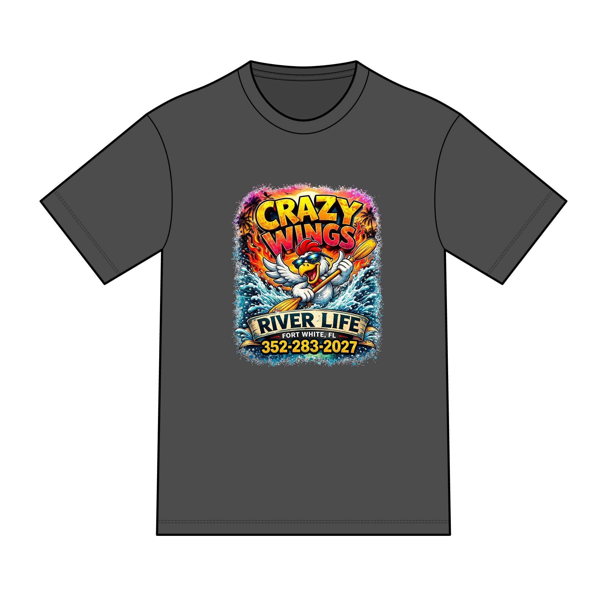 The Owen – Crazy Wings x River Life Men’s T-Shirt | Fort White FL Springs Edition