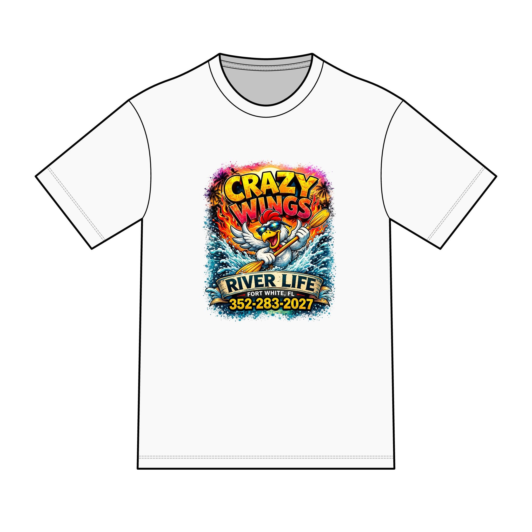 The Owen – Crazy Wings x River Life Men’s T-Shirt | Fort White FL Springs Edition