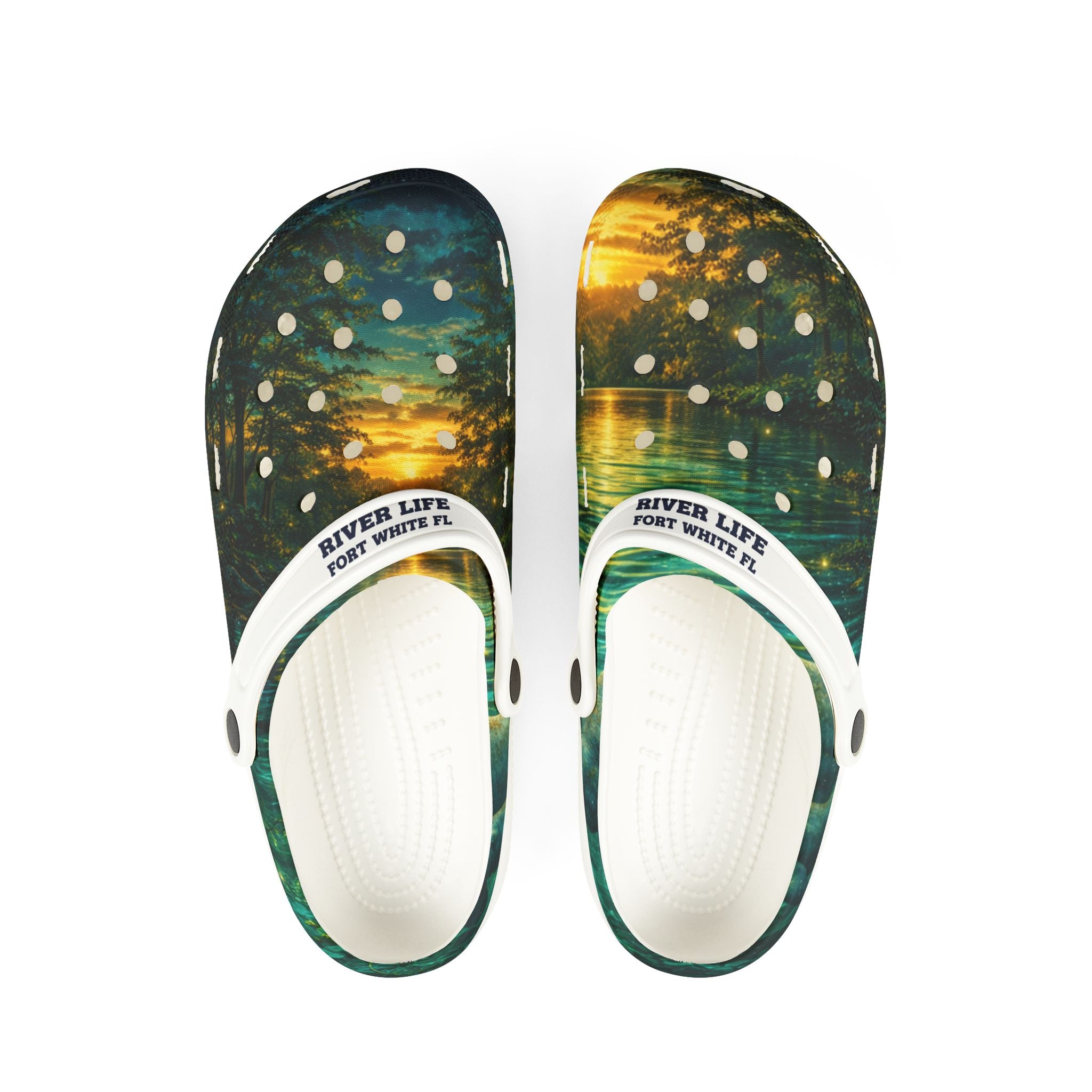 Golden Springs Print EVA Clogs — Lightweight Foam Slip-On Shoes