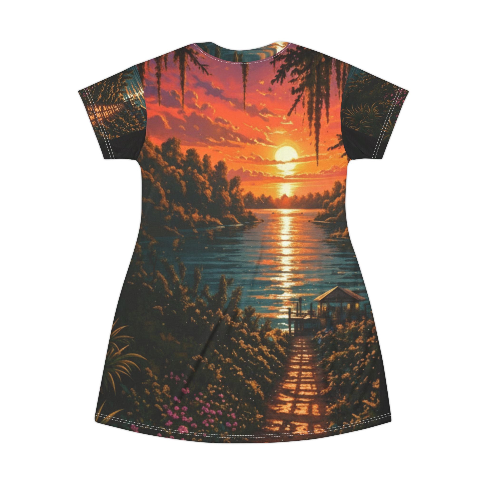 Dirt Road Sunset — Fort White FL River Life All-Over Print T-Shirt Dress