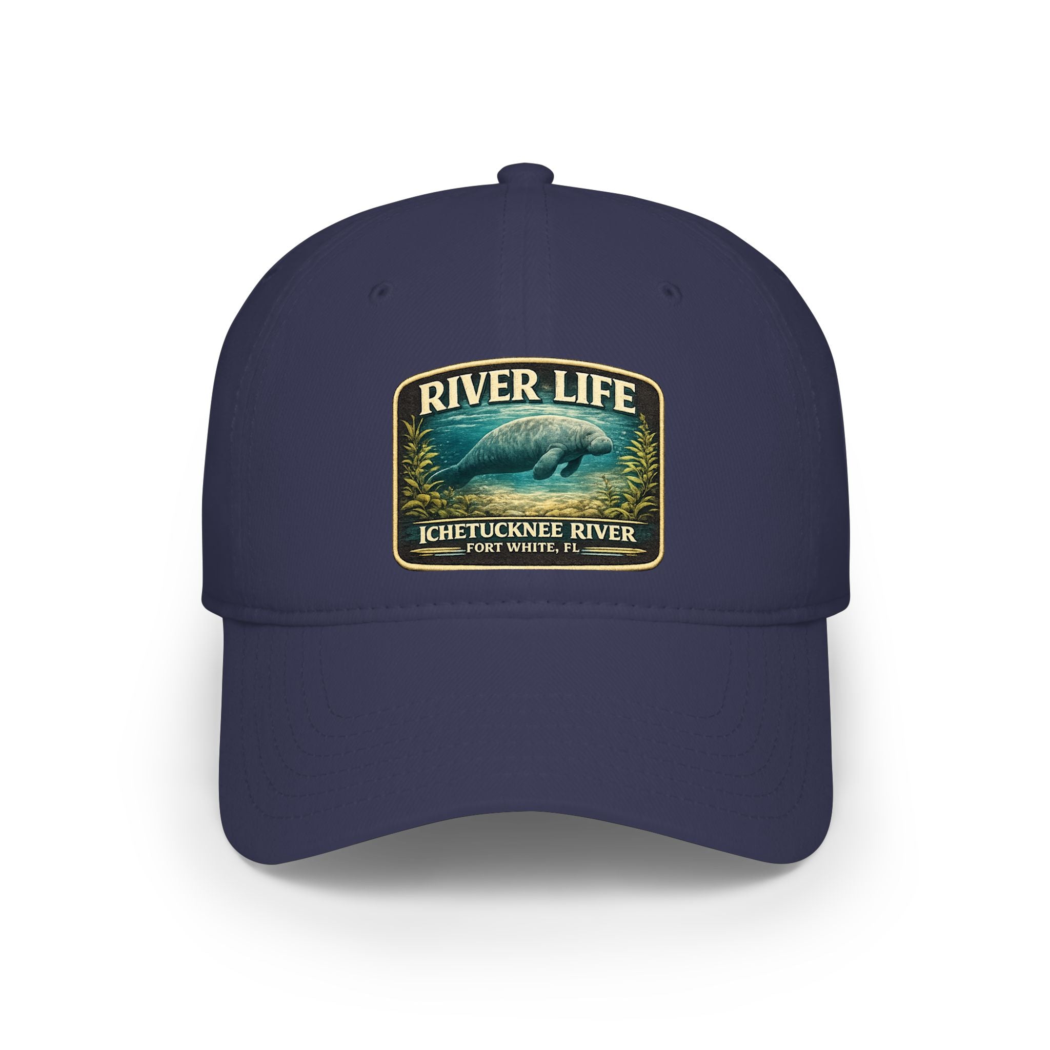 River Life Low Profile Baseball Cap — Ichetucknee River Manatee Patch