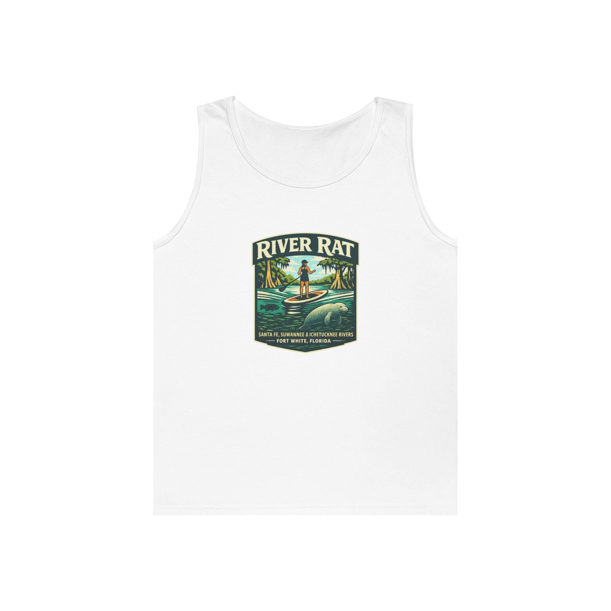 River Rat Kayak Tank Top — Vintage River Fishing Outdoor Graphic