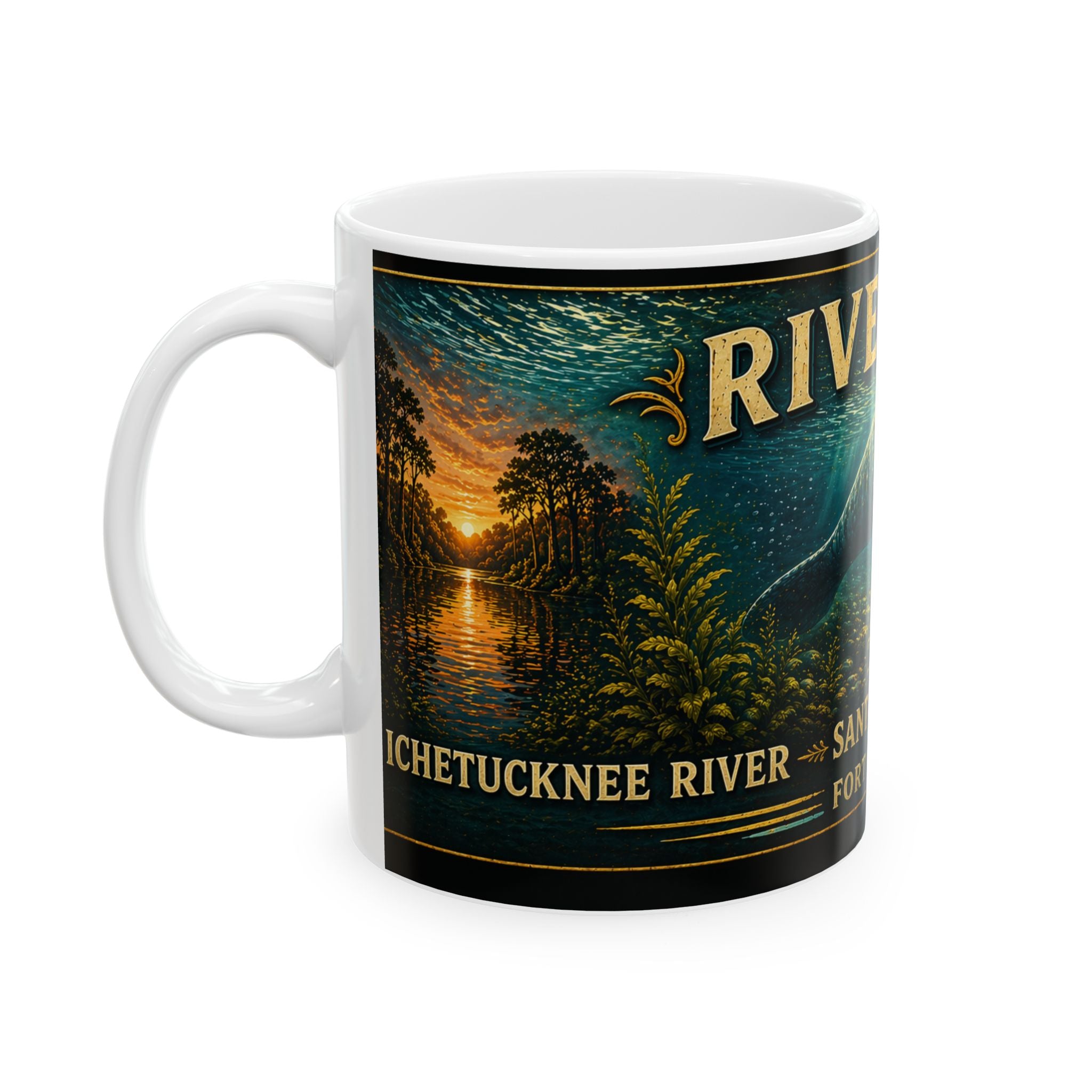 River Life Ceramic Mug — Manatee/ Golden Springs River Design (11oz & 15oz)