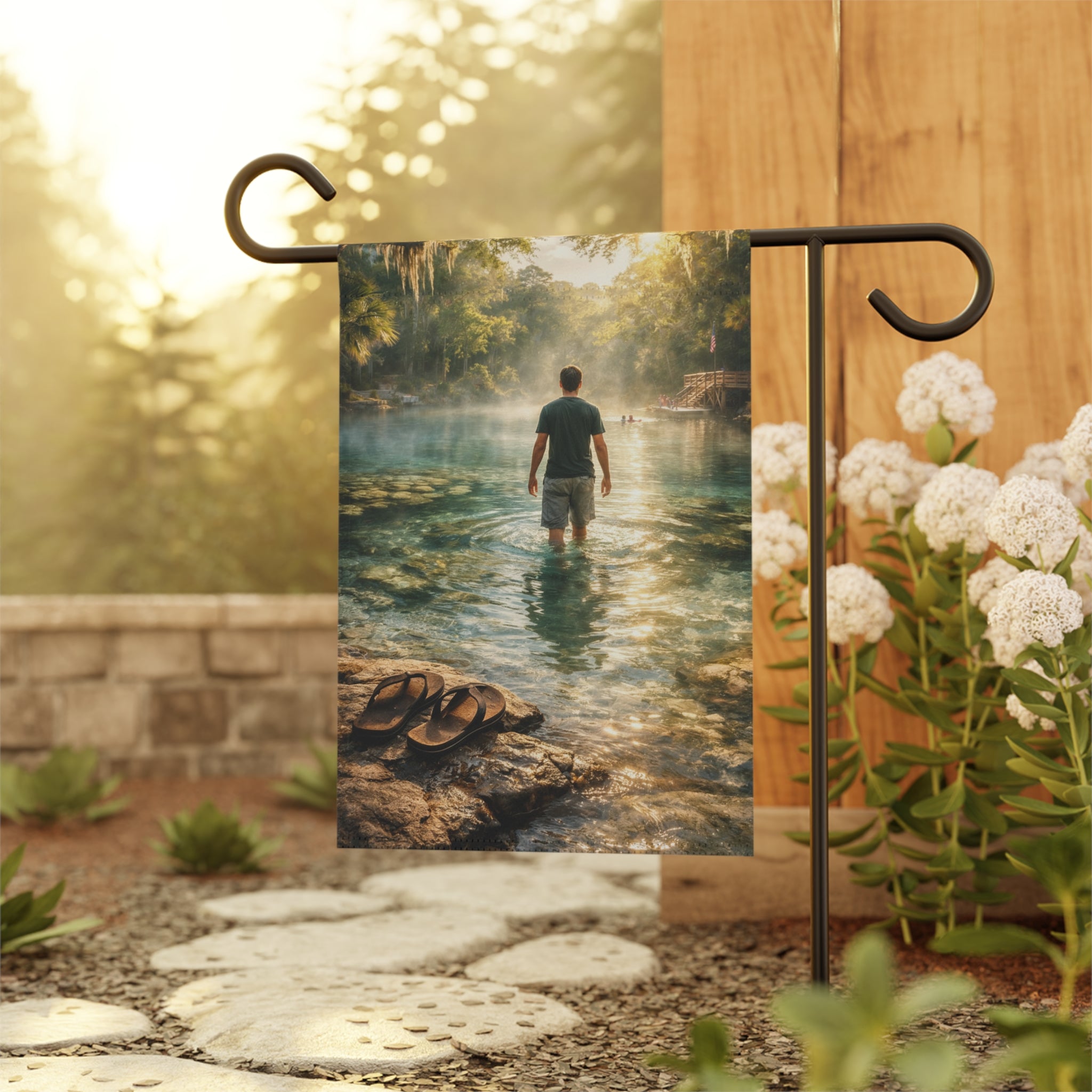 Fort White Springs Garden Flag — Florida River Life Wall Art