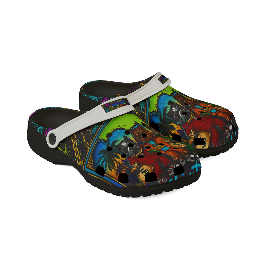 Shinetime Clogs — Colorful Cartoon Dog Crew Design (All-Over Print)