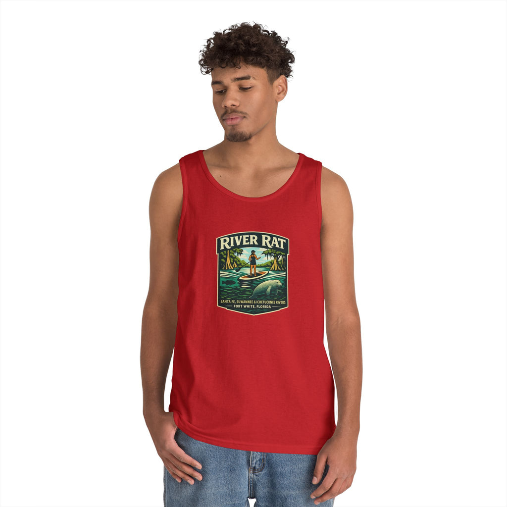 River Rat Kayak Tank Top — Vintage River Fishing Outdoor Graphic