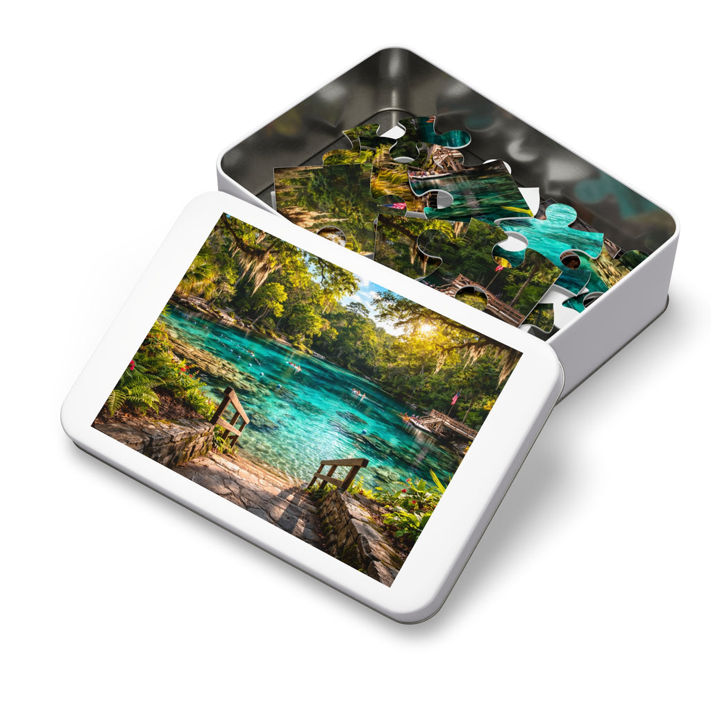 Ichetucknee River Jigsaw Puzzle with Tin — Scenic Nature Puzzle for Adults & Families