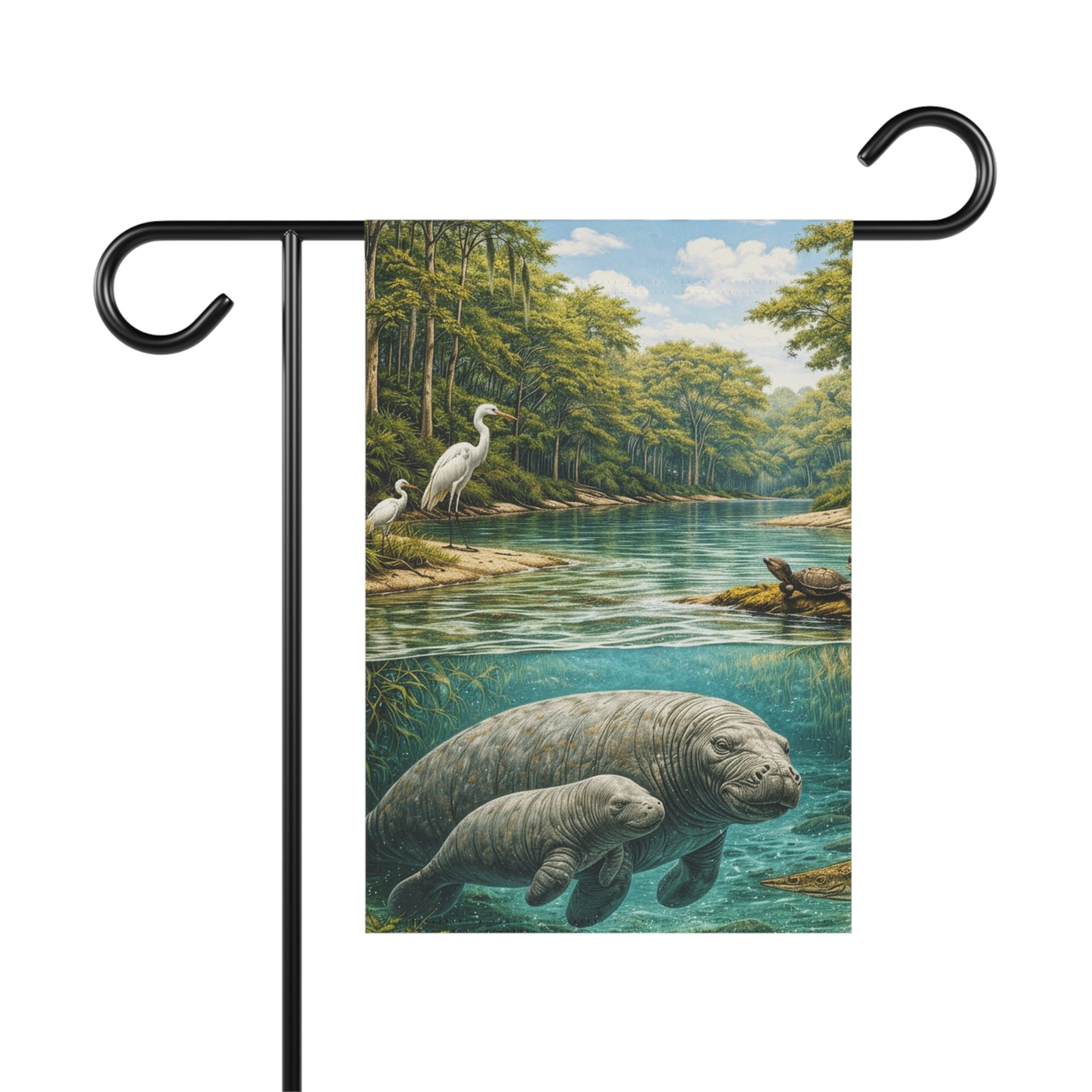 Manatee River Garden Flag – Tropical Wildlife House Banner