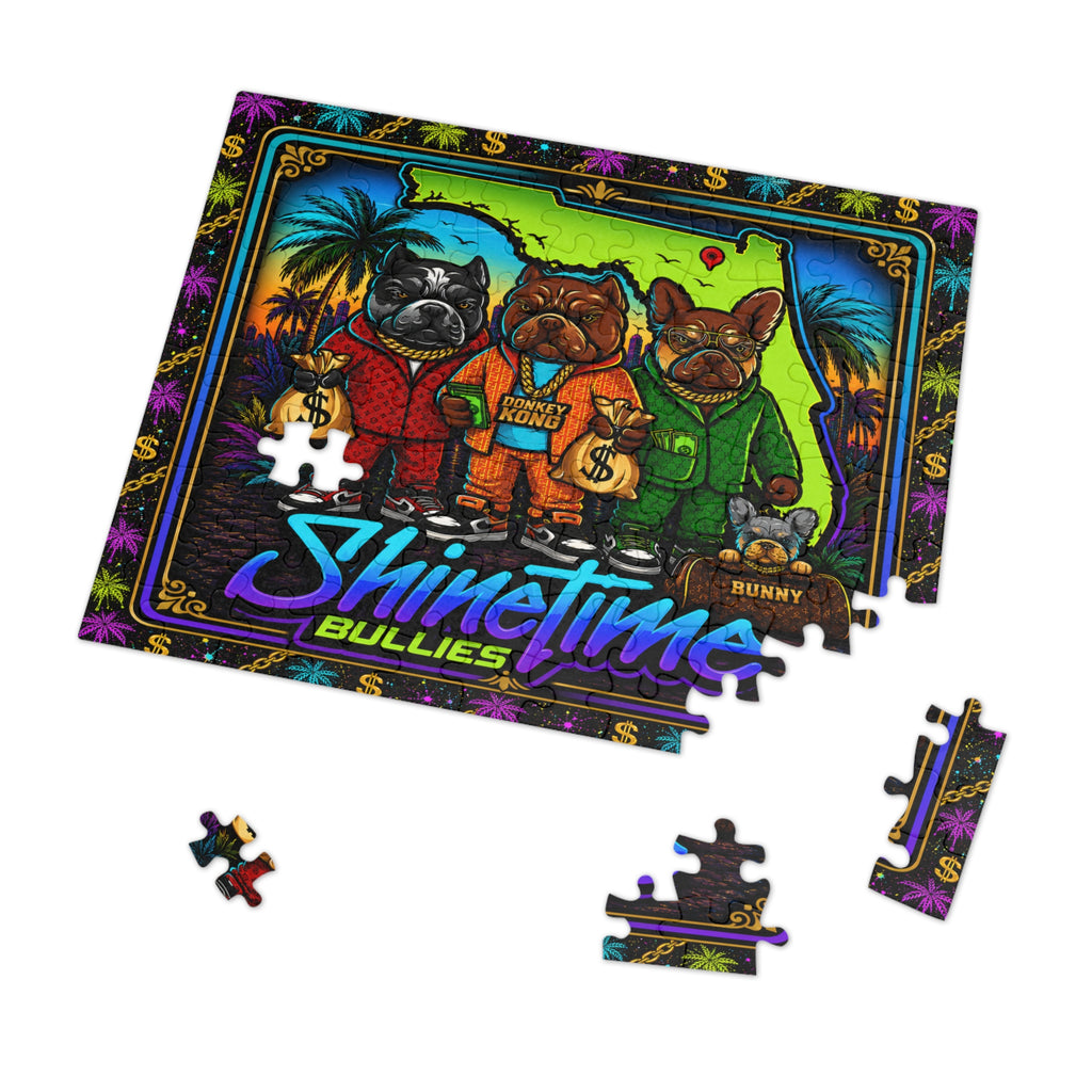 Shine Time Bullies 500-Piece Jigsaw Puzzle with Tin — Colorful Florida Bulldog Crew