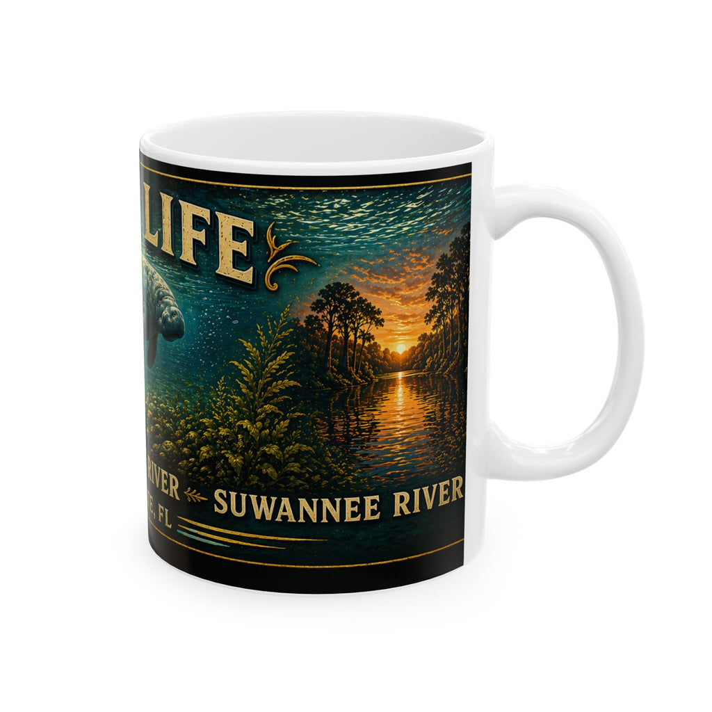 River Life Ceramic Mug — Manatee/ Golden Springs River Design (11oz & 15oz)