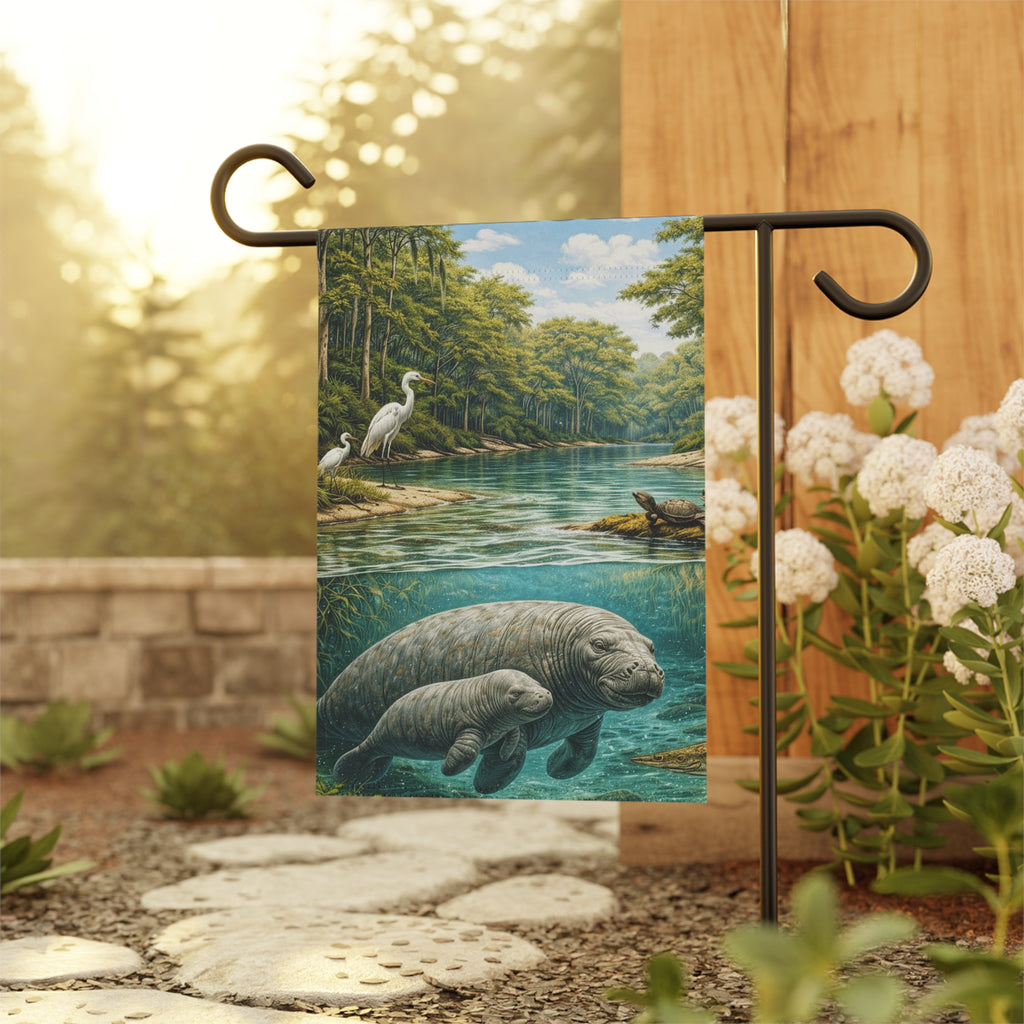 Manatee River Garden Flag – Tropical Wildlife House Banner